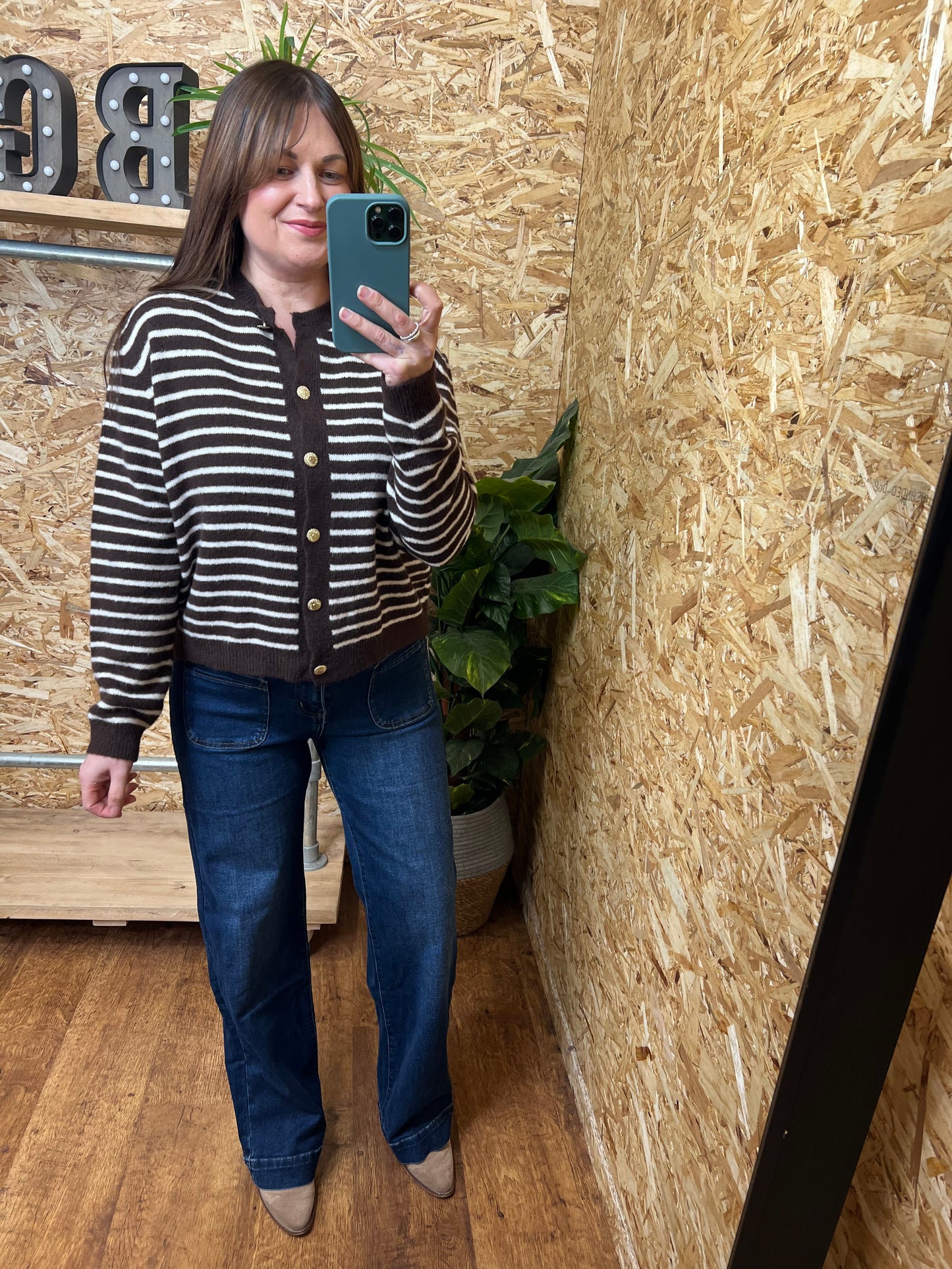 Stripe Gold Button Cardigan