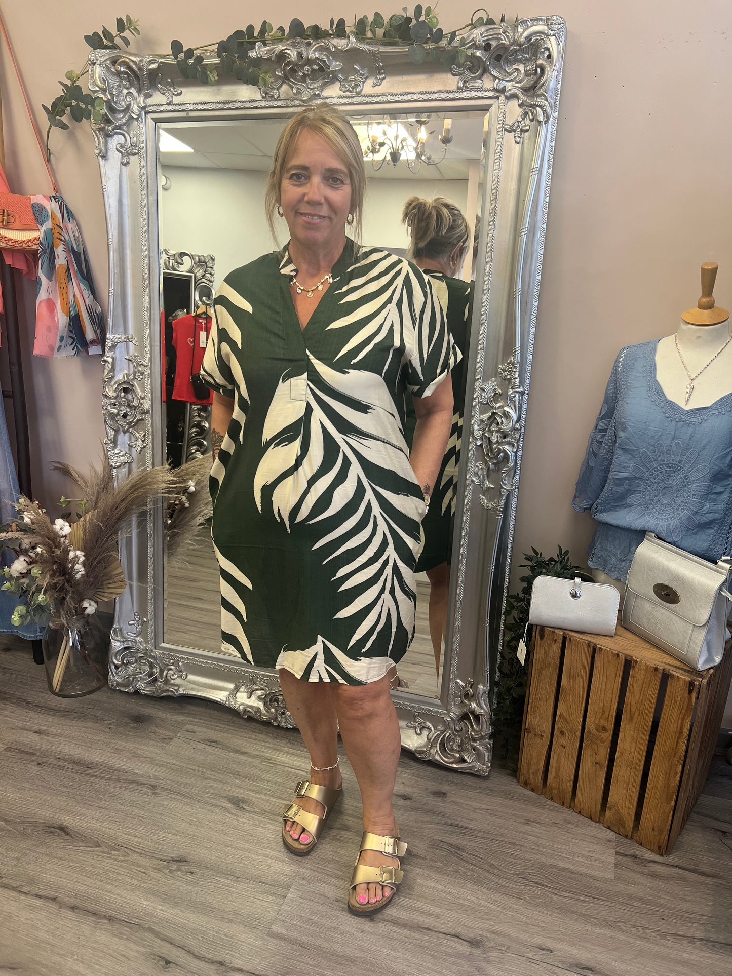 Palm Print Tunic Dress