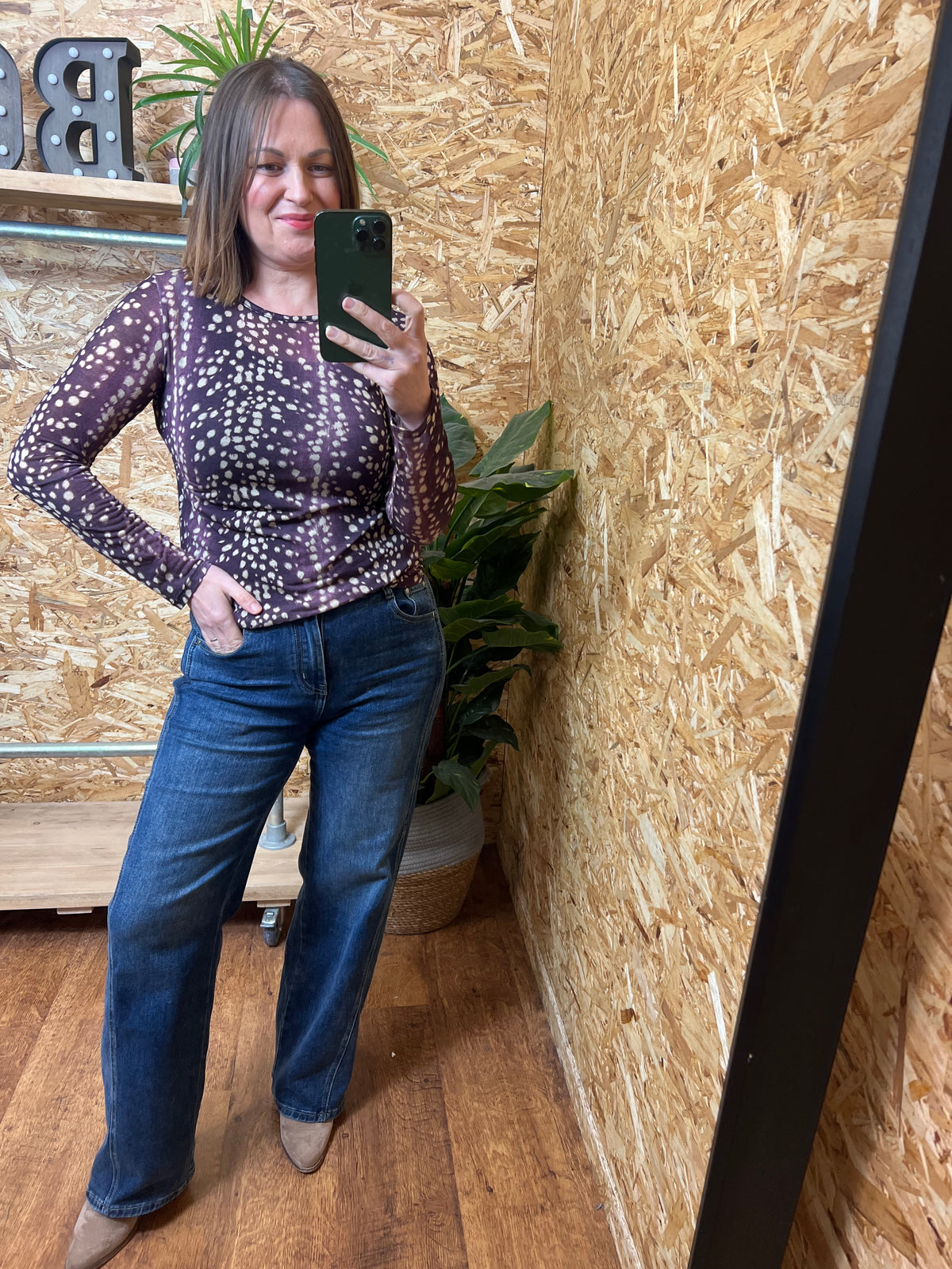 Deer Print Cashmere Mix Top
