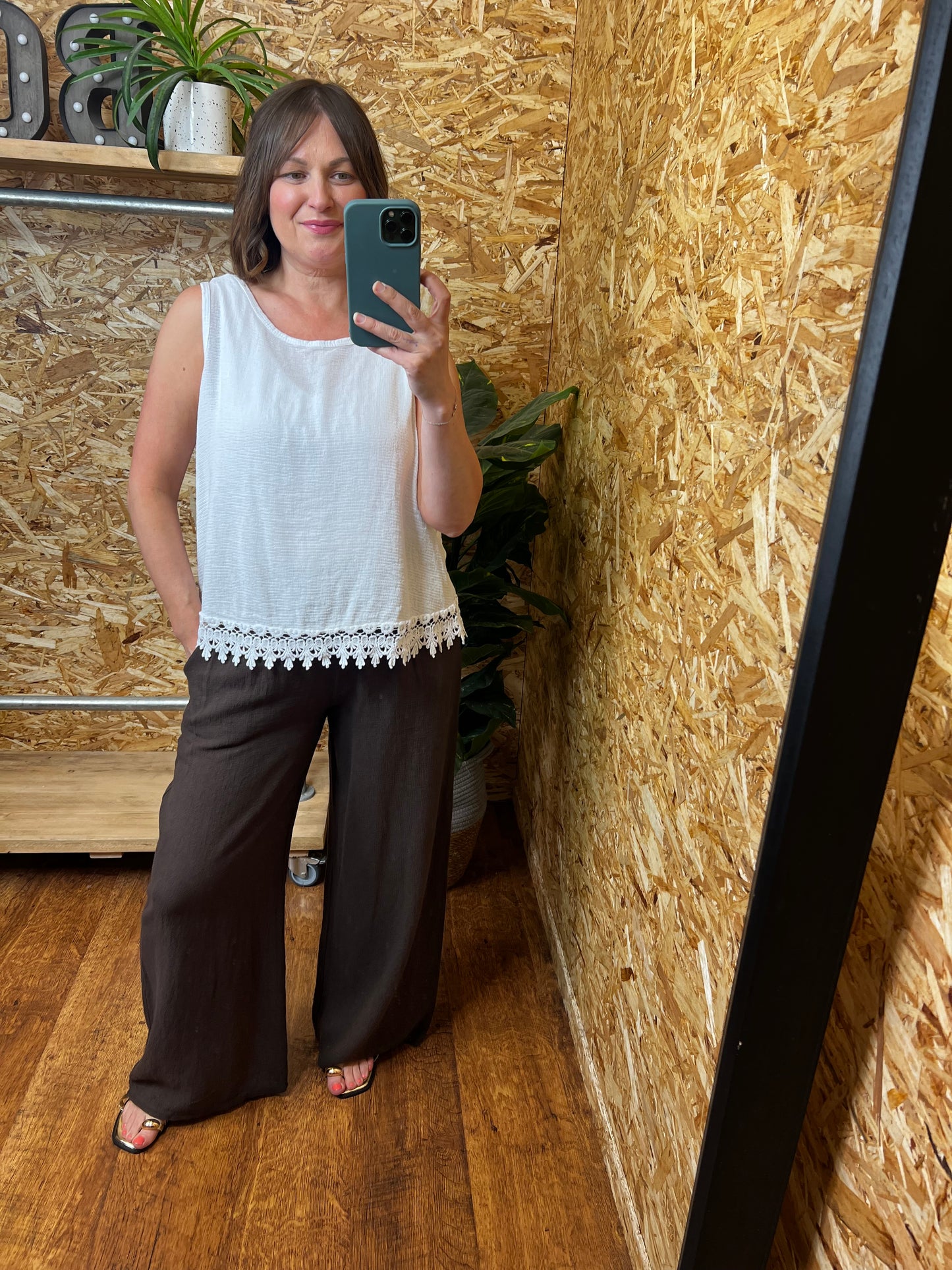 Crochet Trim Sleeveless Top