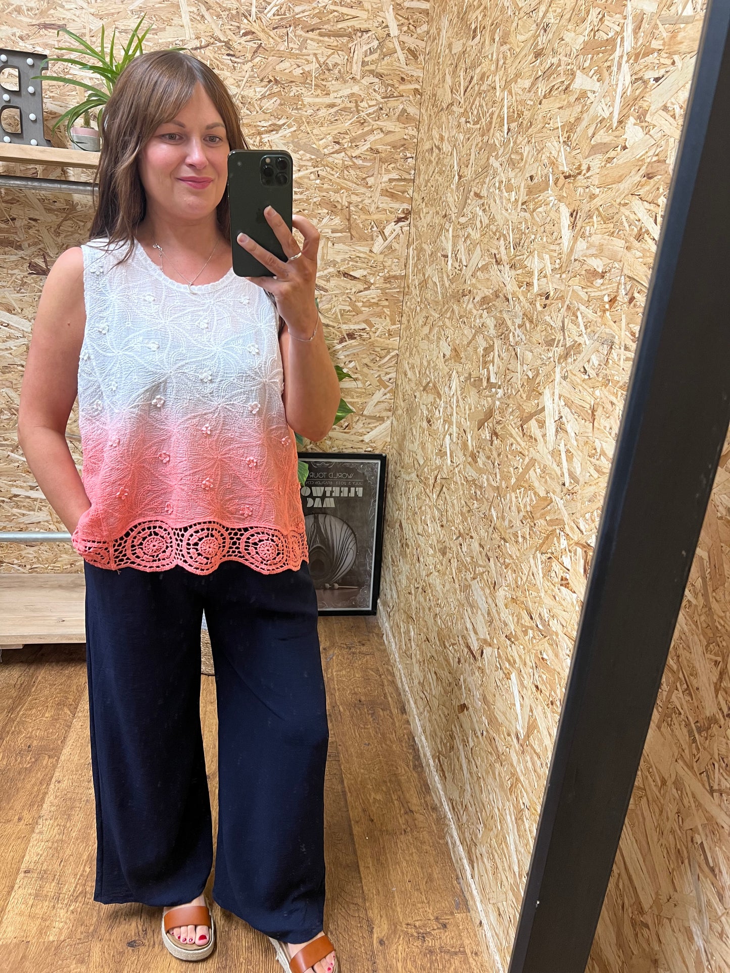 Ombre Crochet Top Coral