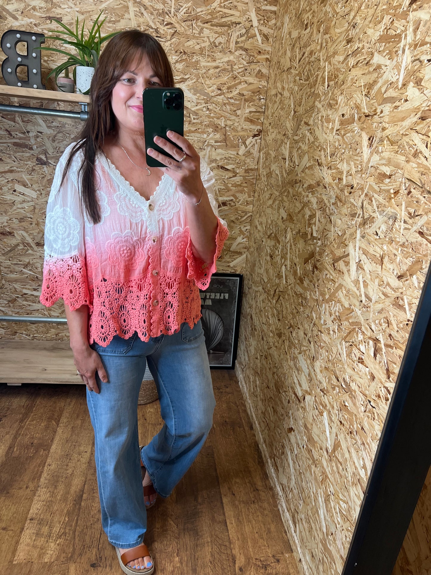 Talia Ombre Button Top
