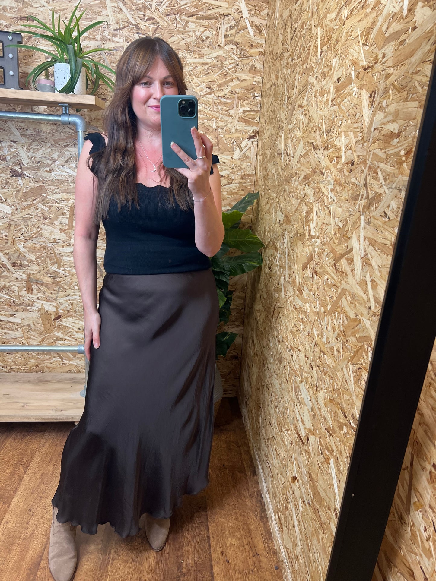 Chocolate Silk Mix Skirt
