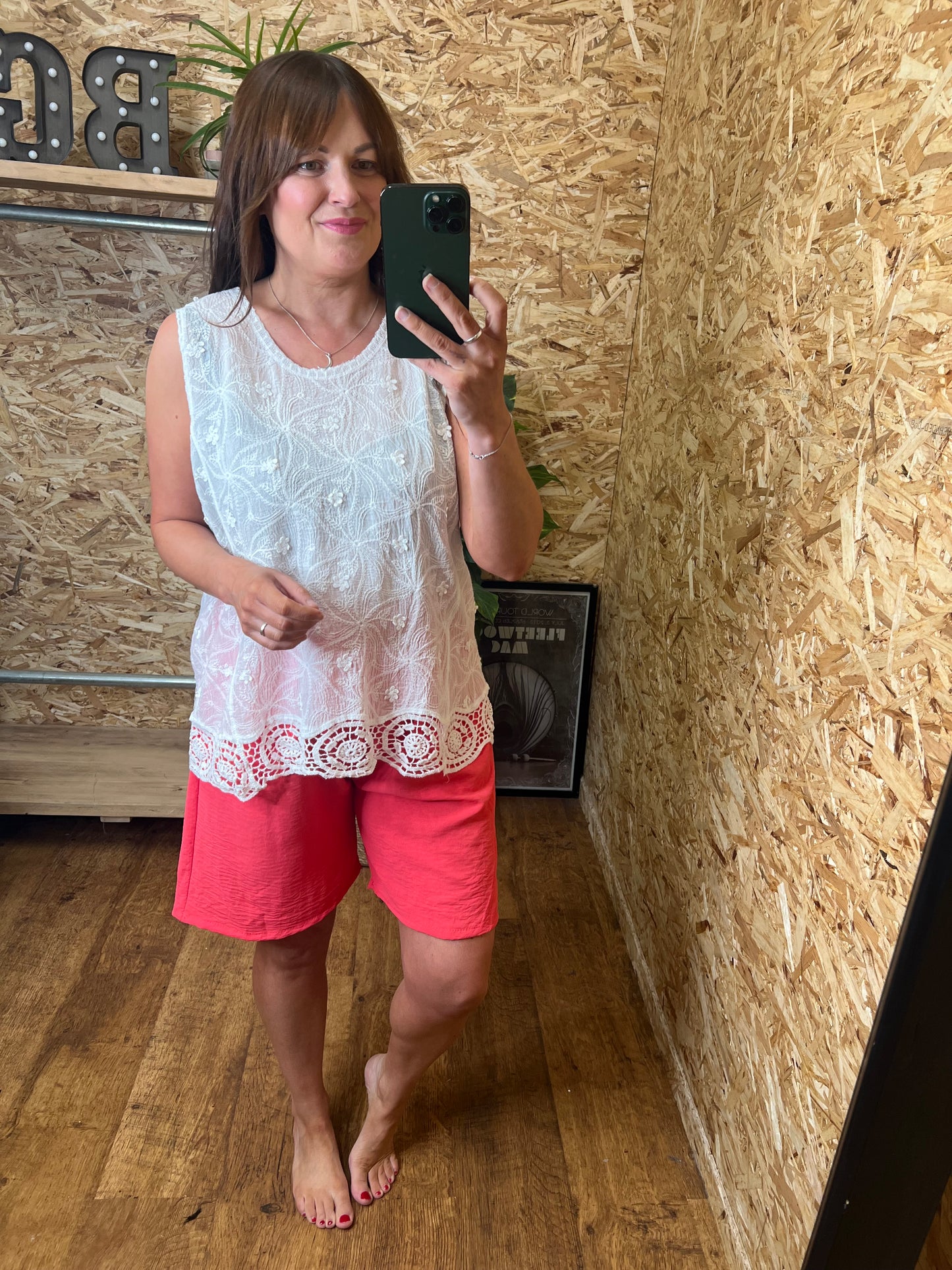 Crochet Trim Top White