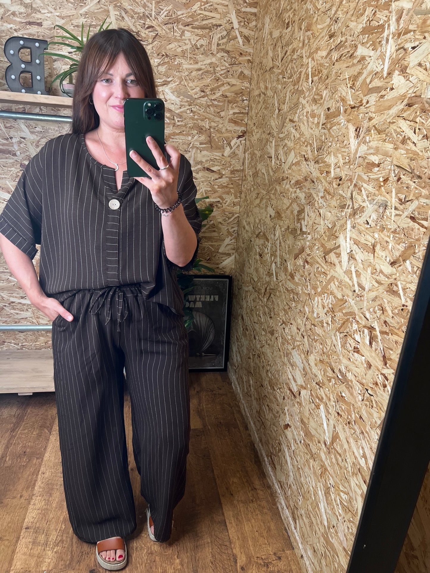 Pinstripe Co Ord Chocolate