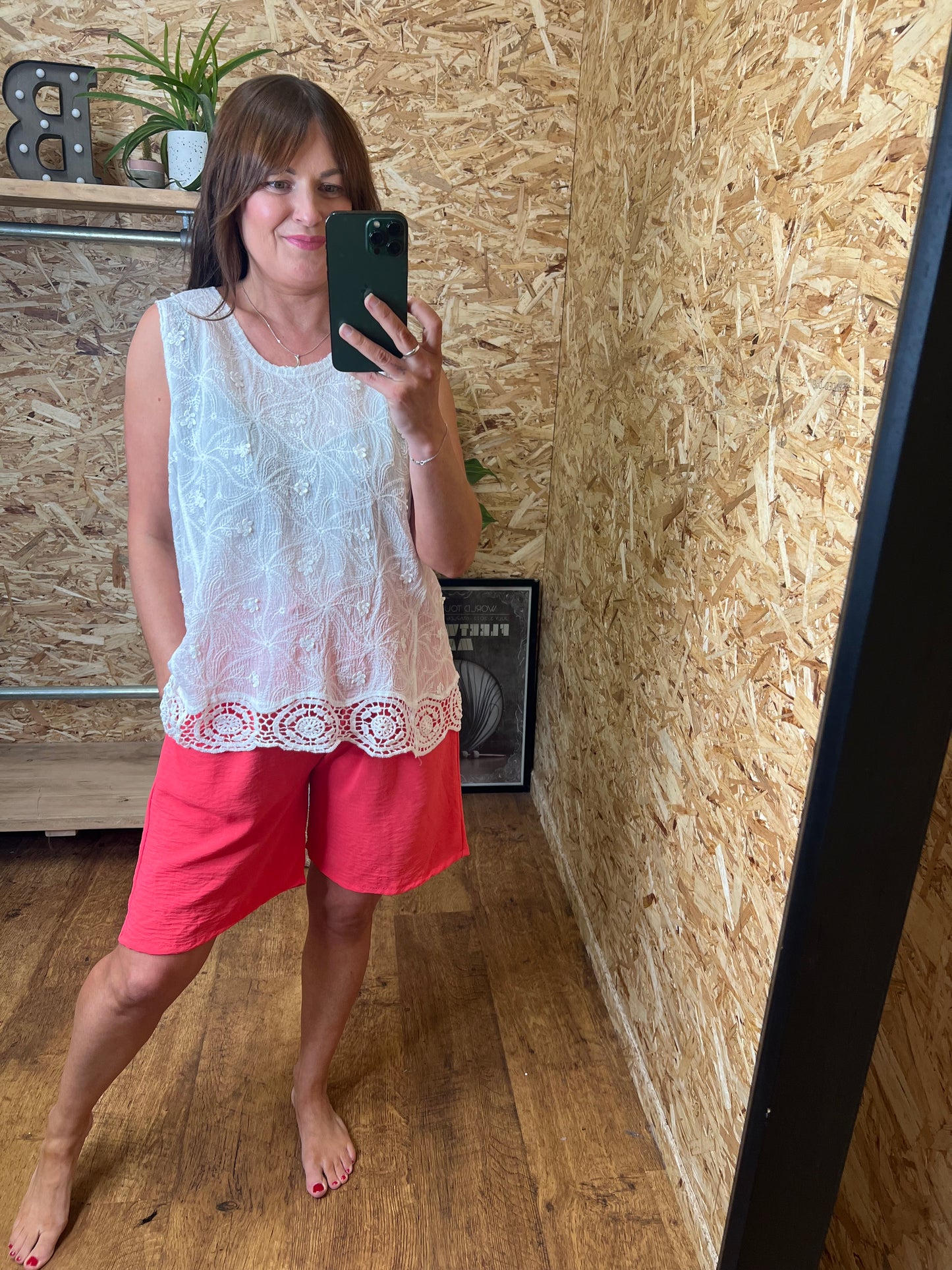 Crochet Trim Top White