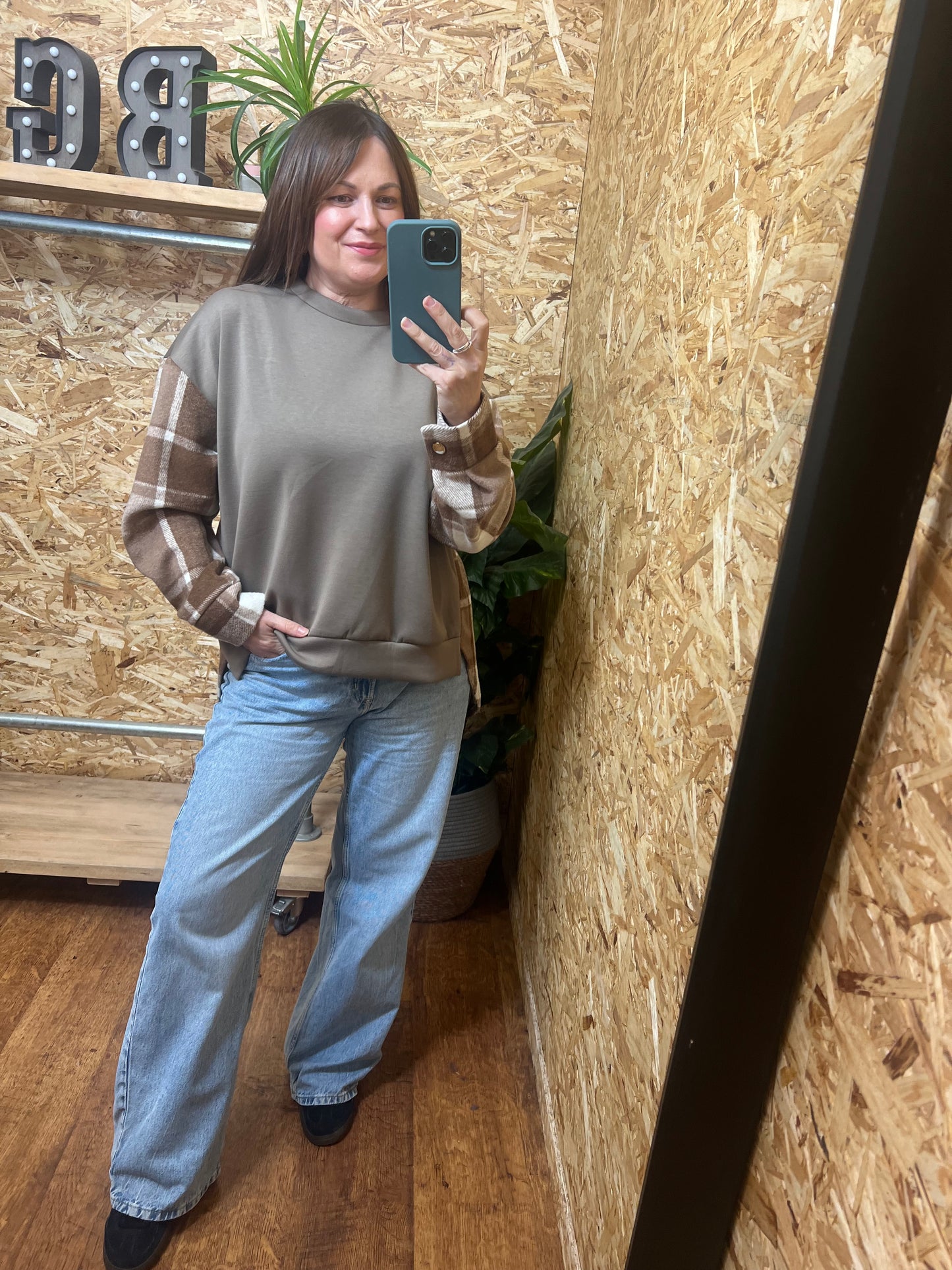 Checked Panel Sweatshirt