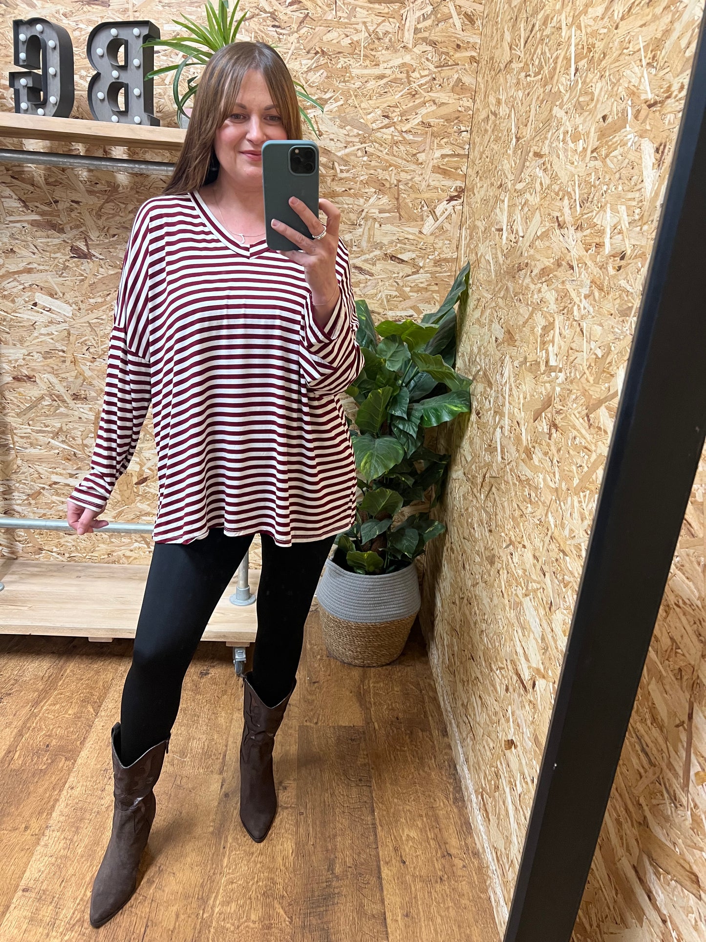 Breton Stripe V Neck Top