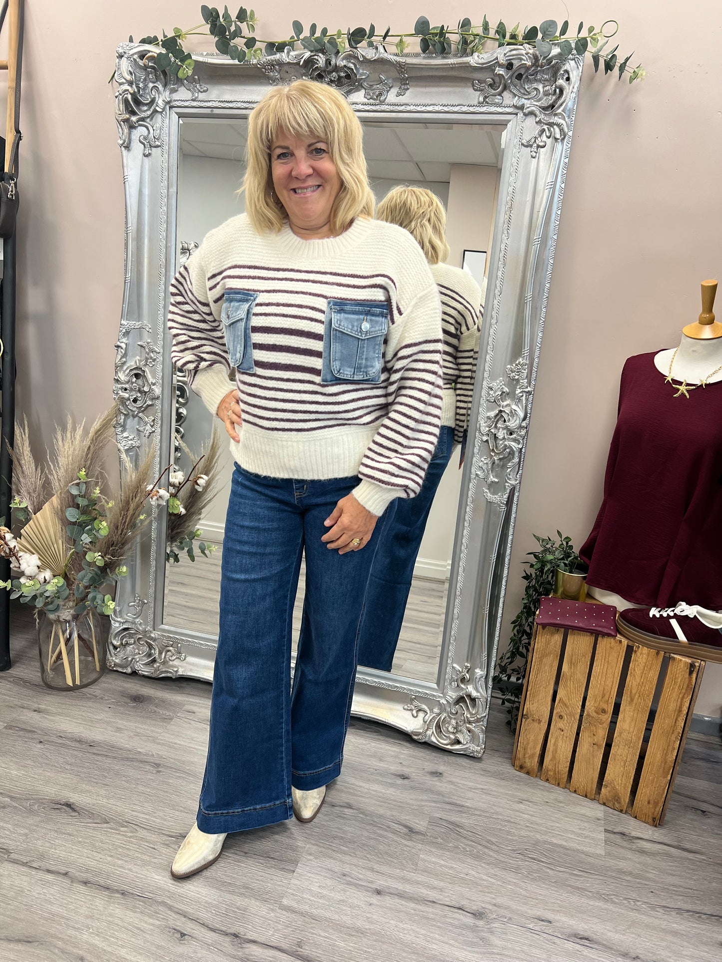 Denim Pocket Stripe Knit