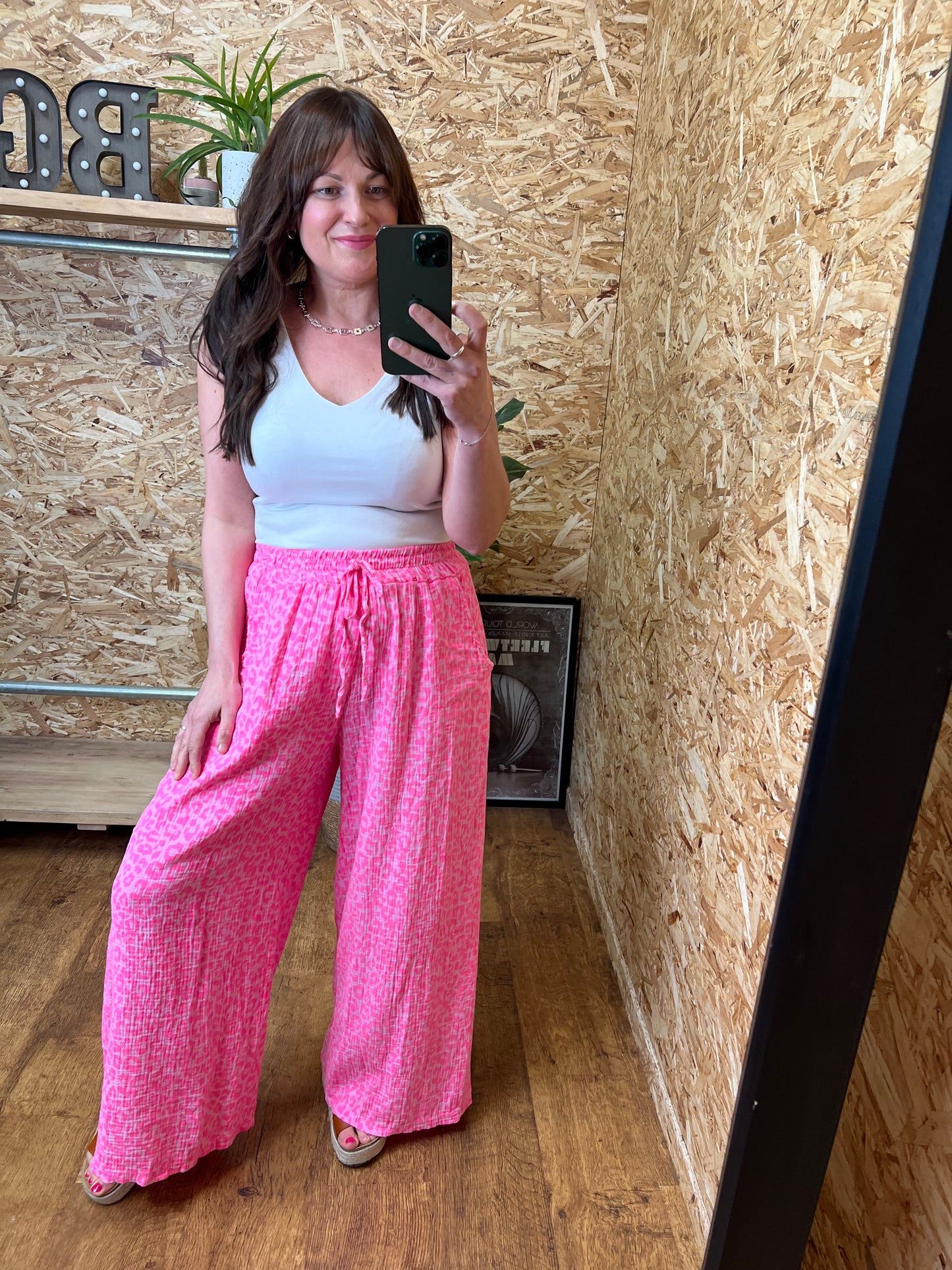 Leopard Cheesecloth Trousers
