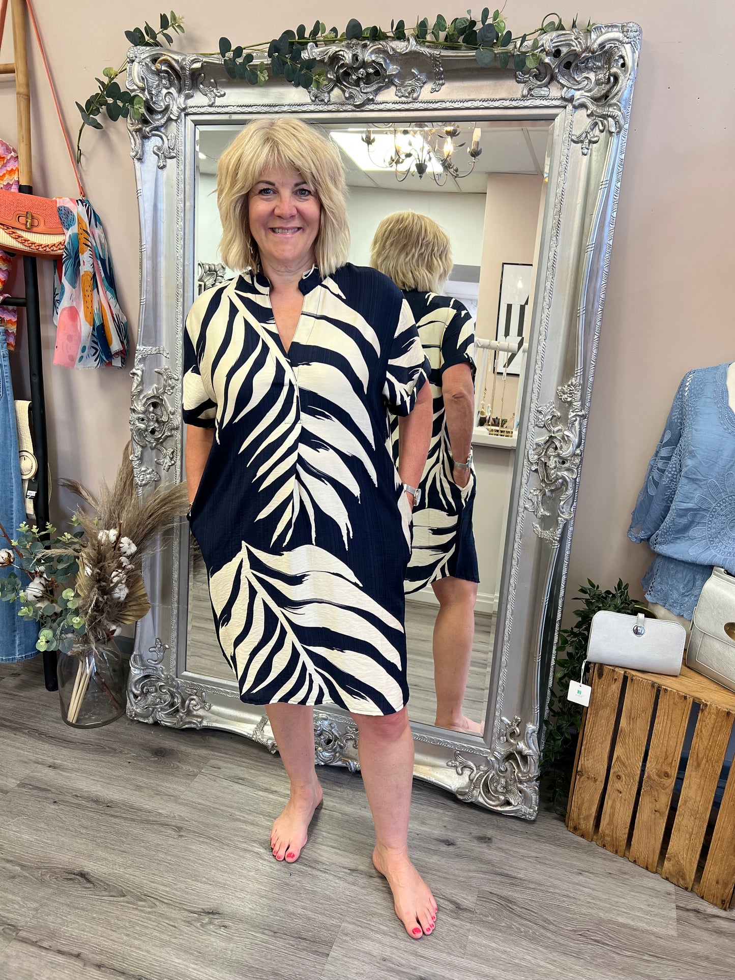 Palm Print Tunic Dress