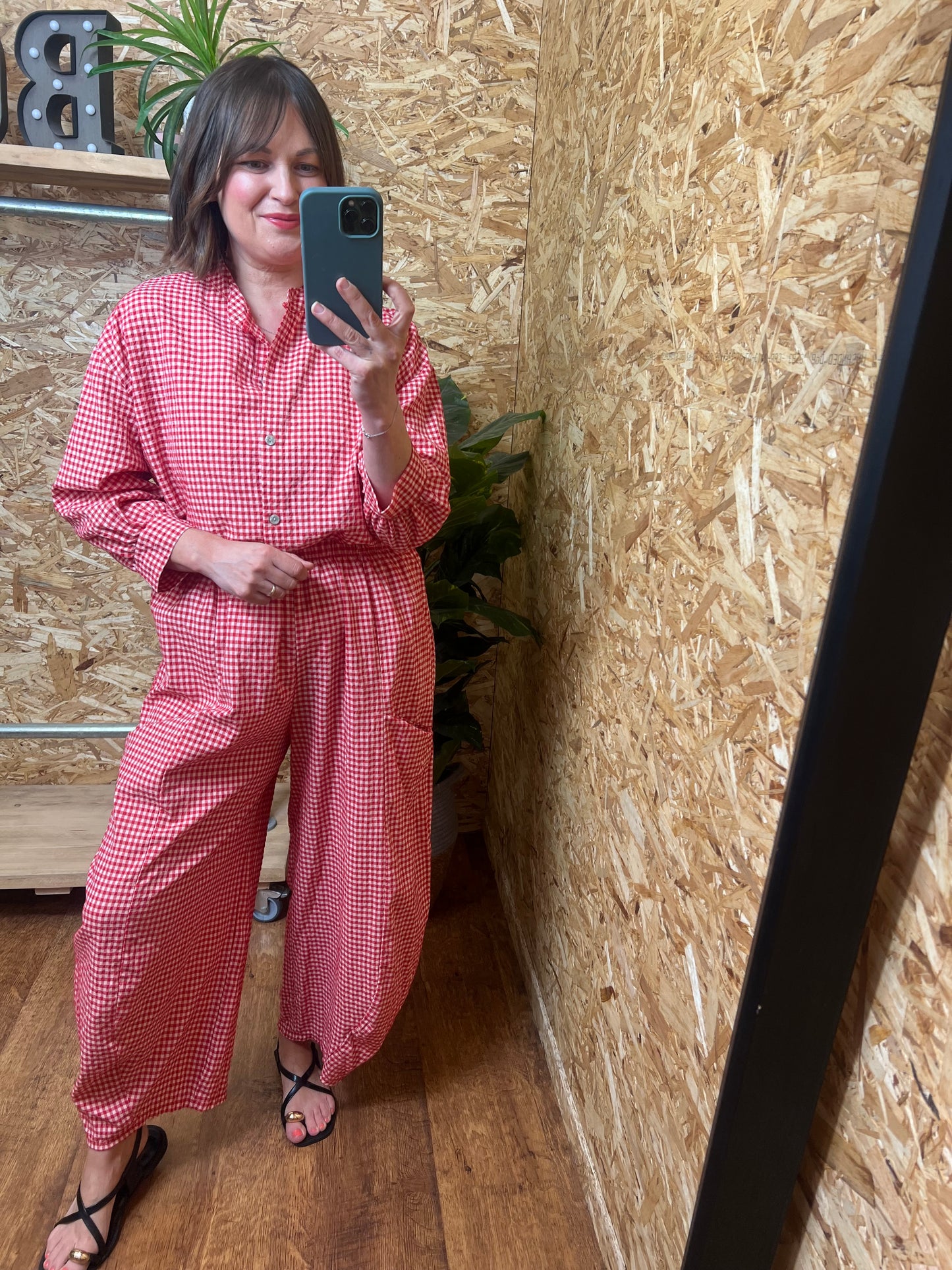 Gingham Barrel Trousers