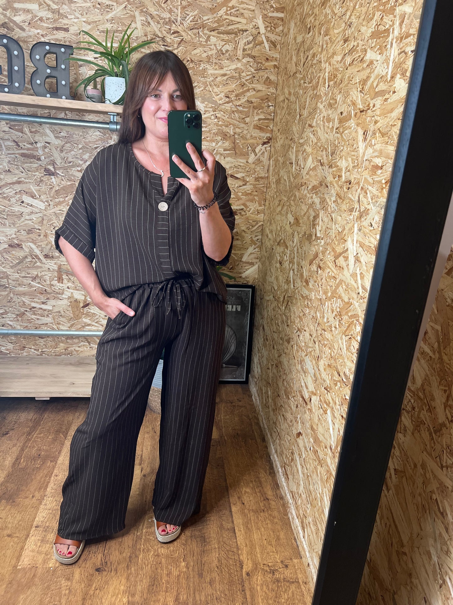 Pinstripe Co Ord Chocolate
