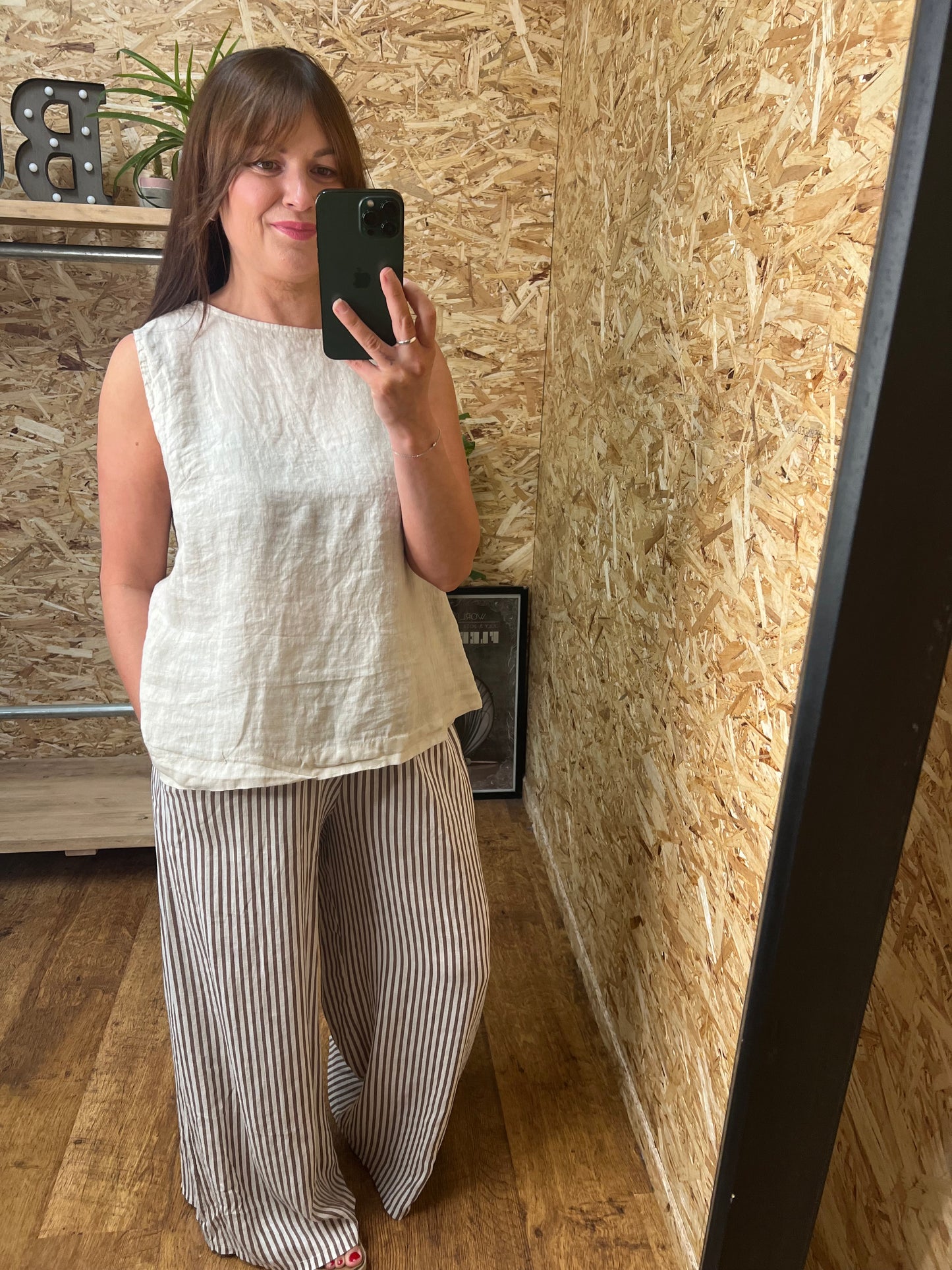Linen Button Back Top