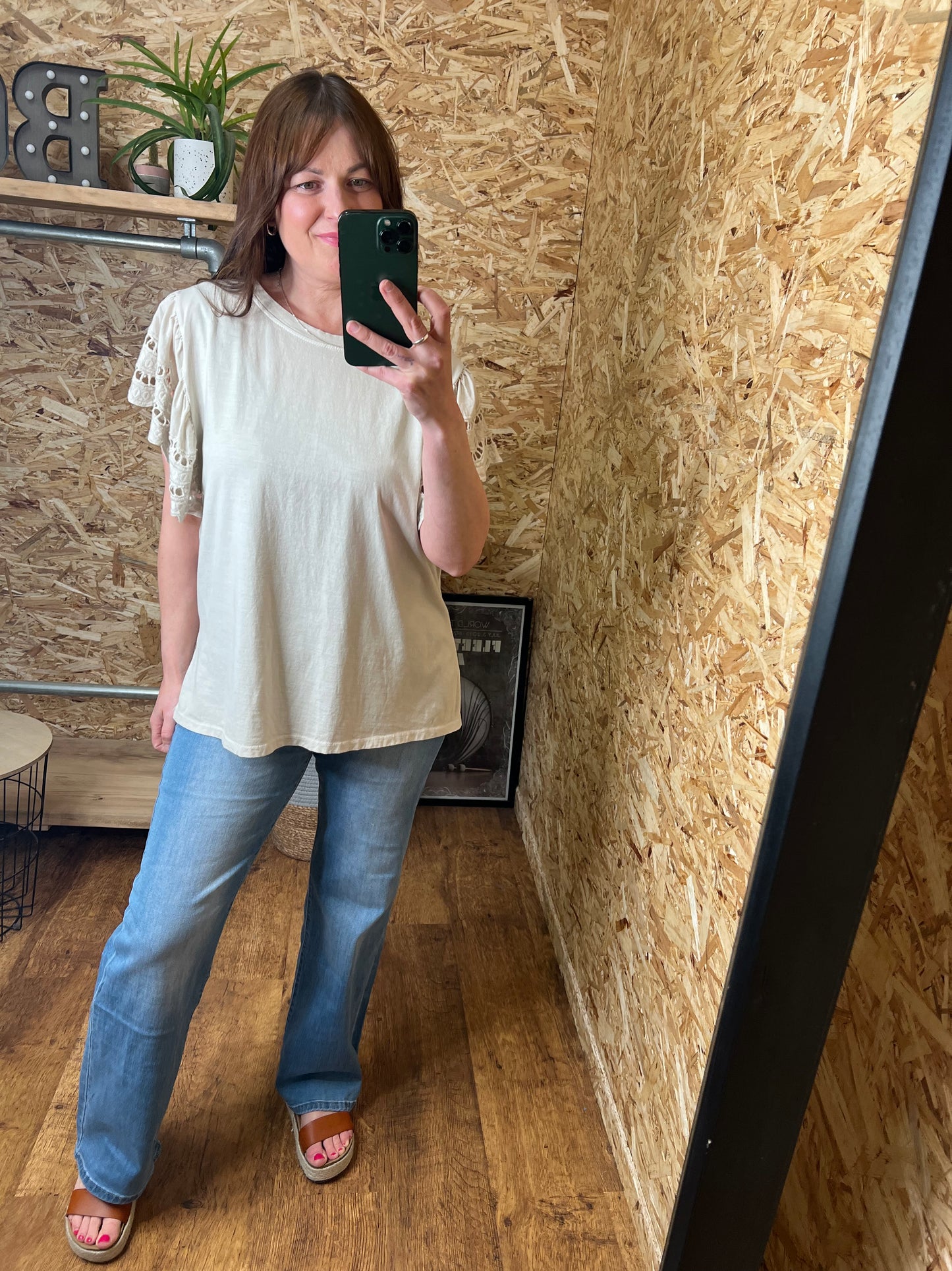 Megan Broderie Sleeve Tee