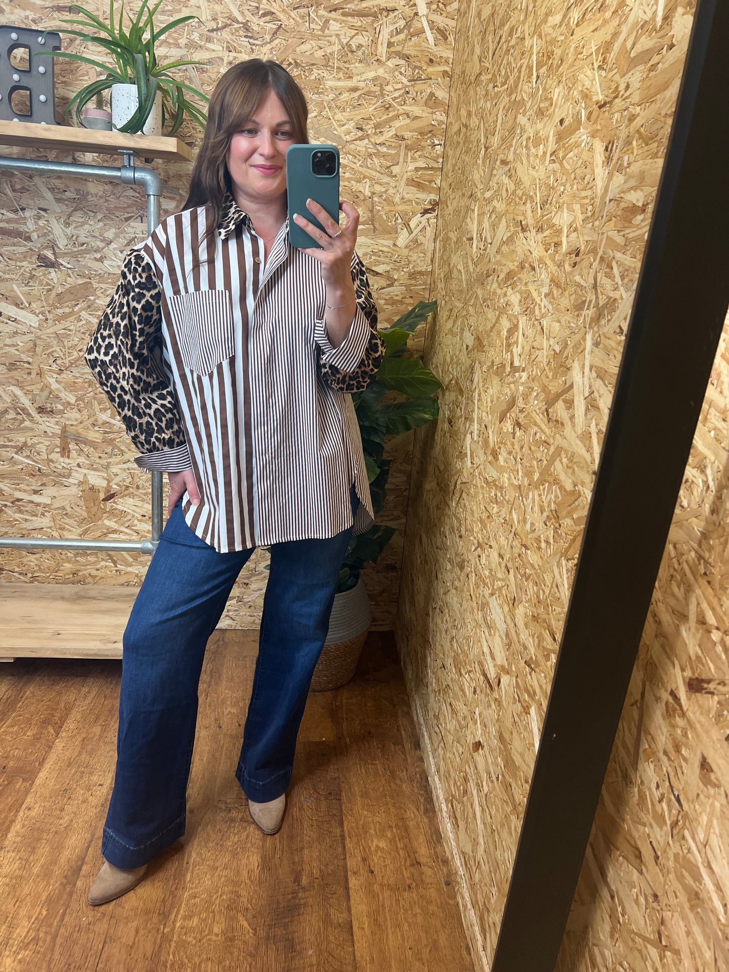 Oversized Leopard Stripe Shirt