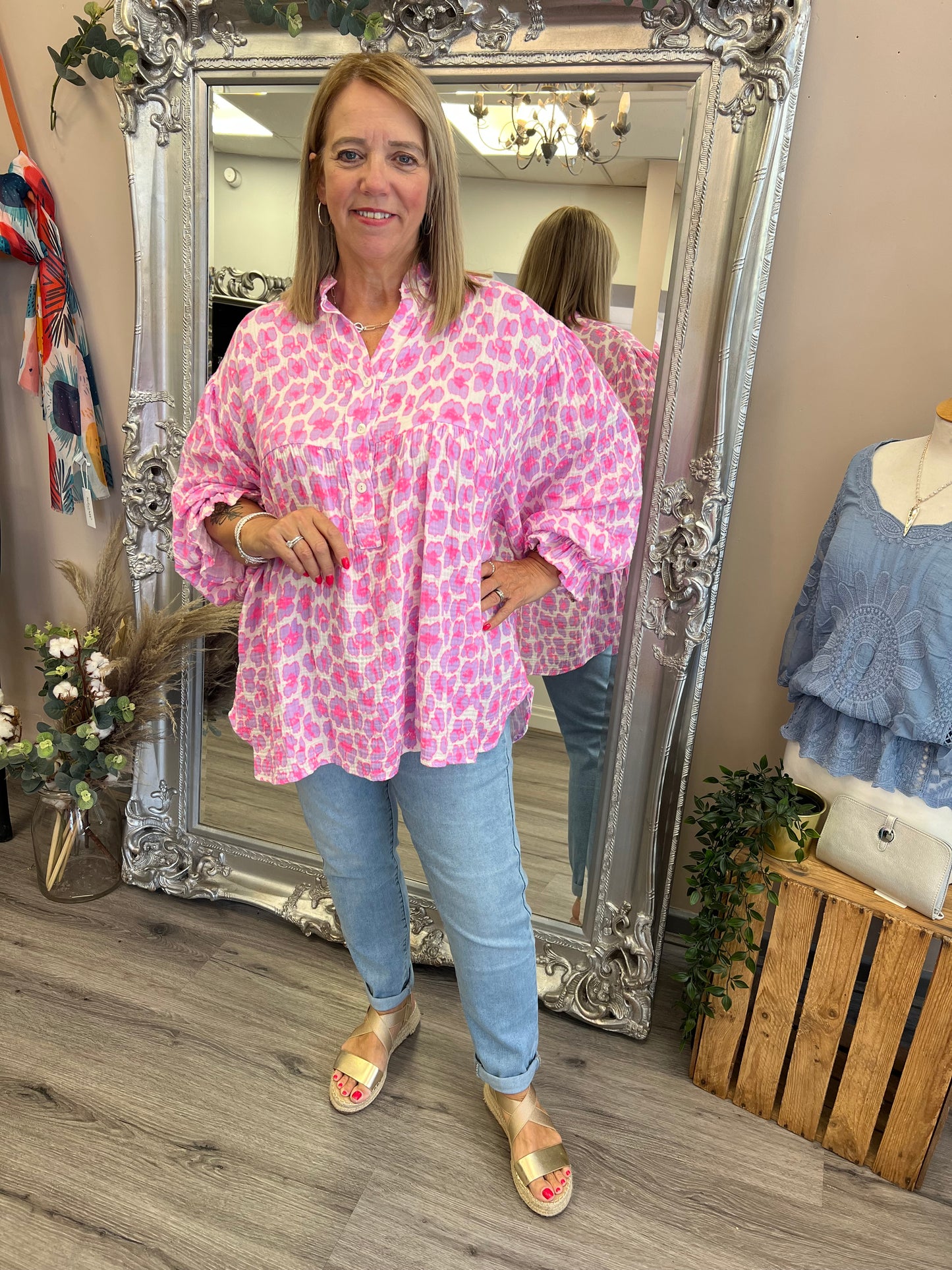Neon Leopard Smock Top