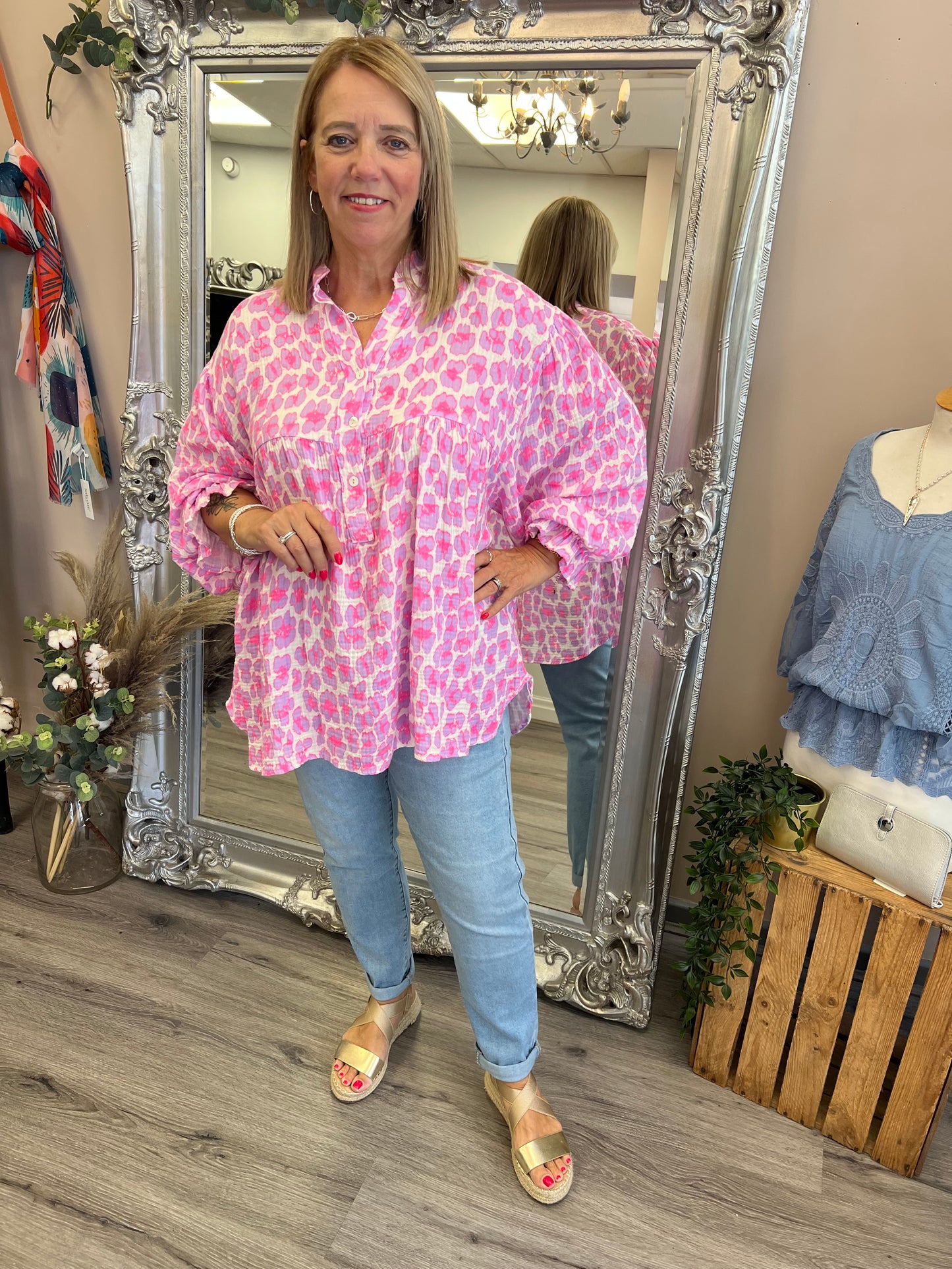 Neon Leopard Smock Top