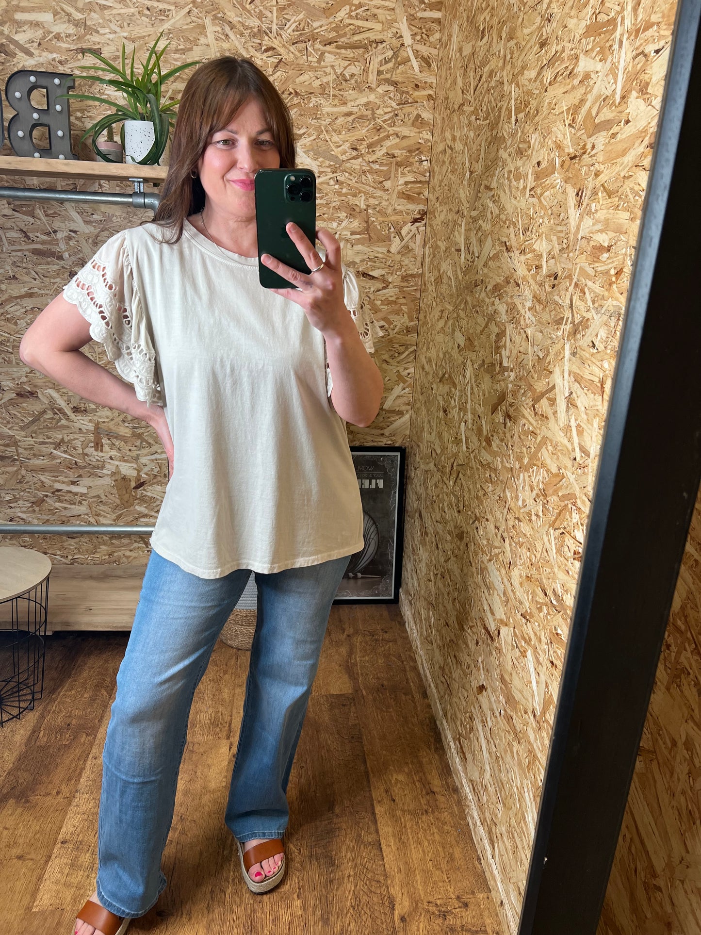Megan Broderie Sleeve Tee