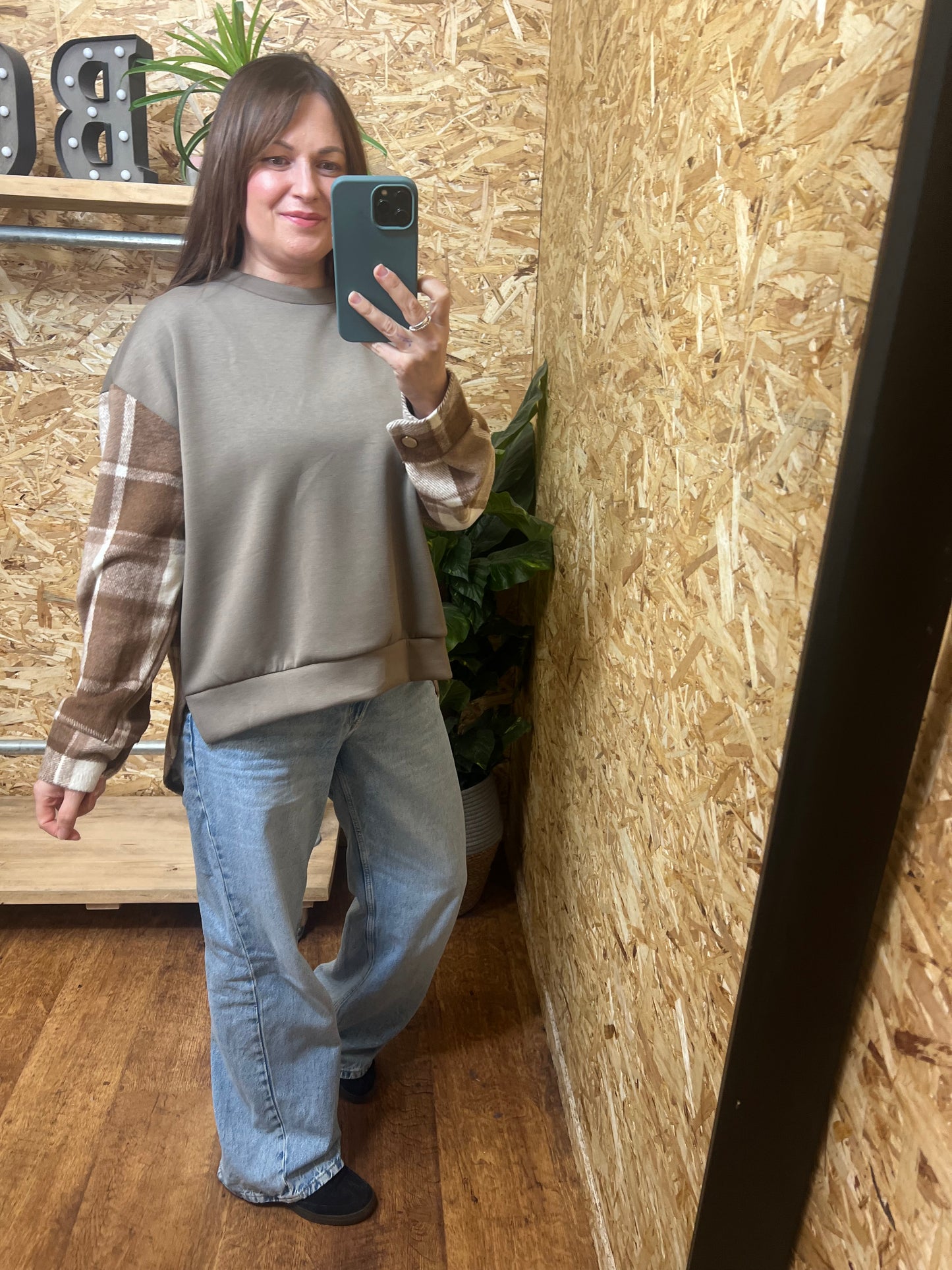 Checked Panel Sweatshirt