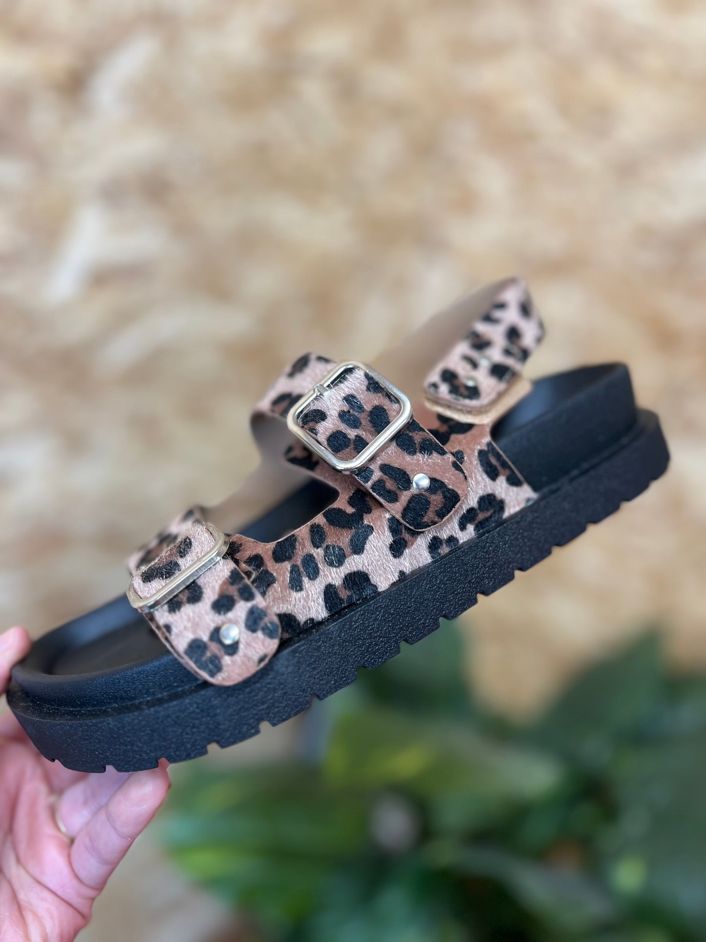 Leopard Buckle Sandals