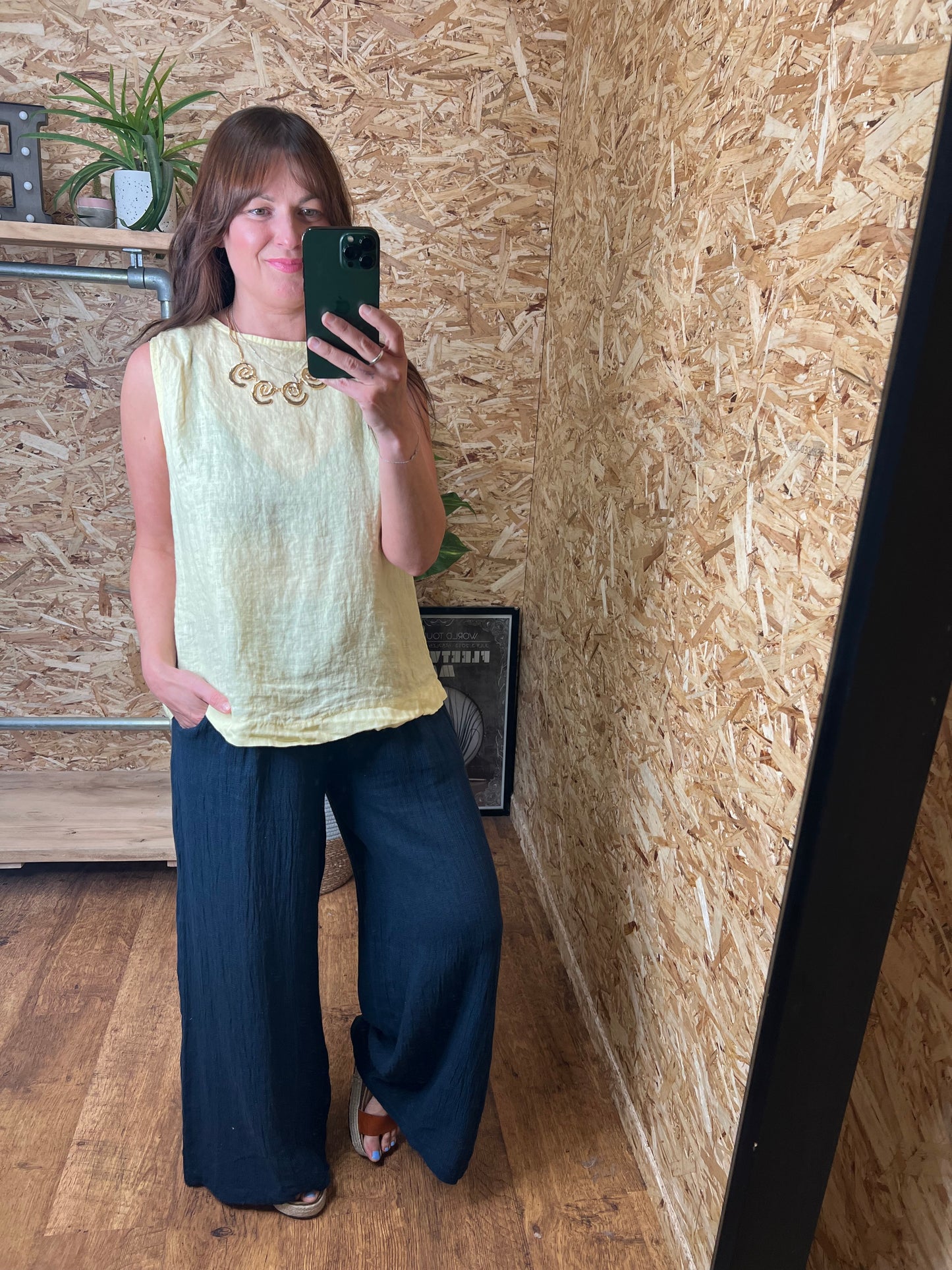 Linen Button Back Top