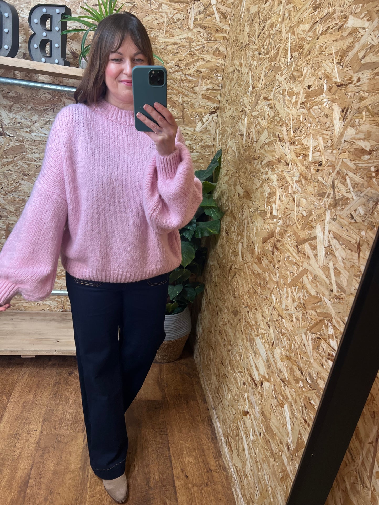 Balloon Sleeve Knit- Candy Pink