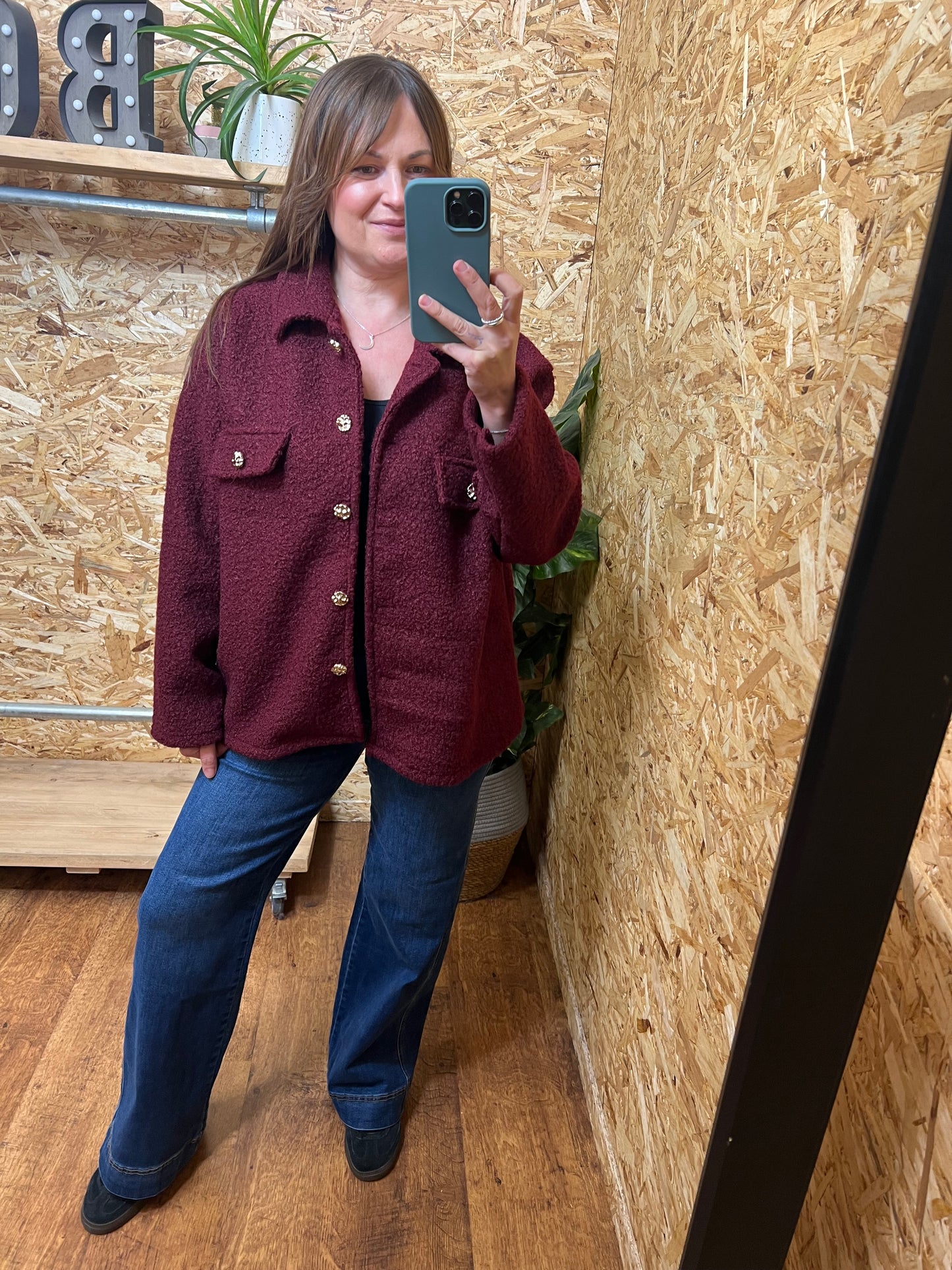 Gold Button Bucle Shacket