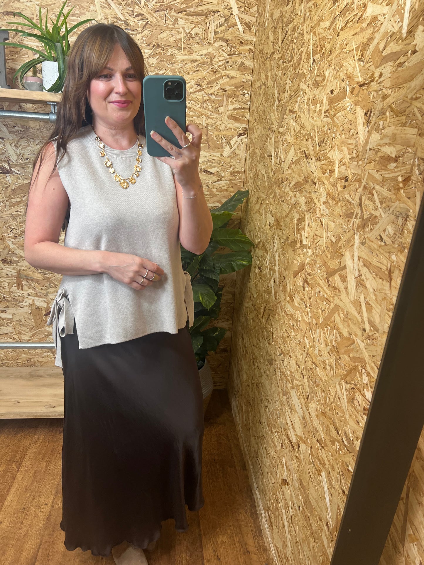 Chocolate Silk Mix Skirt