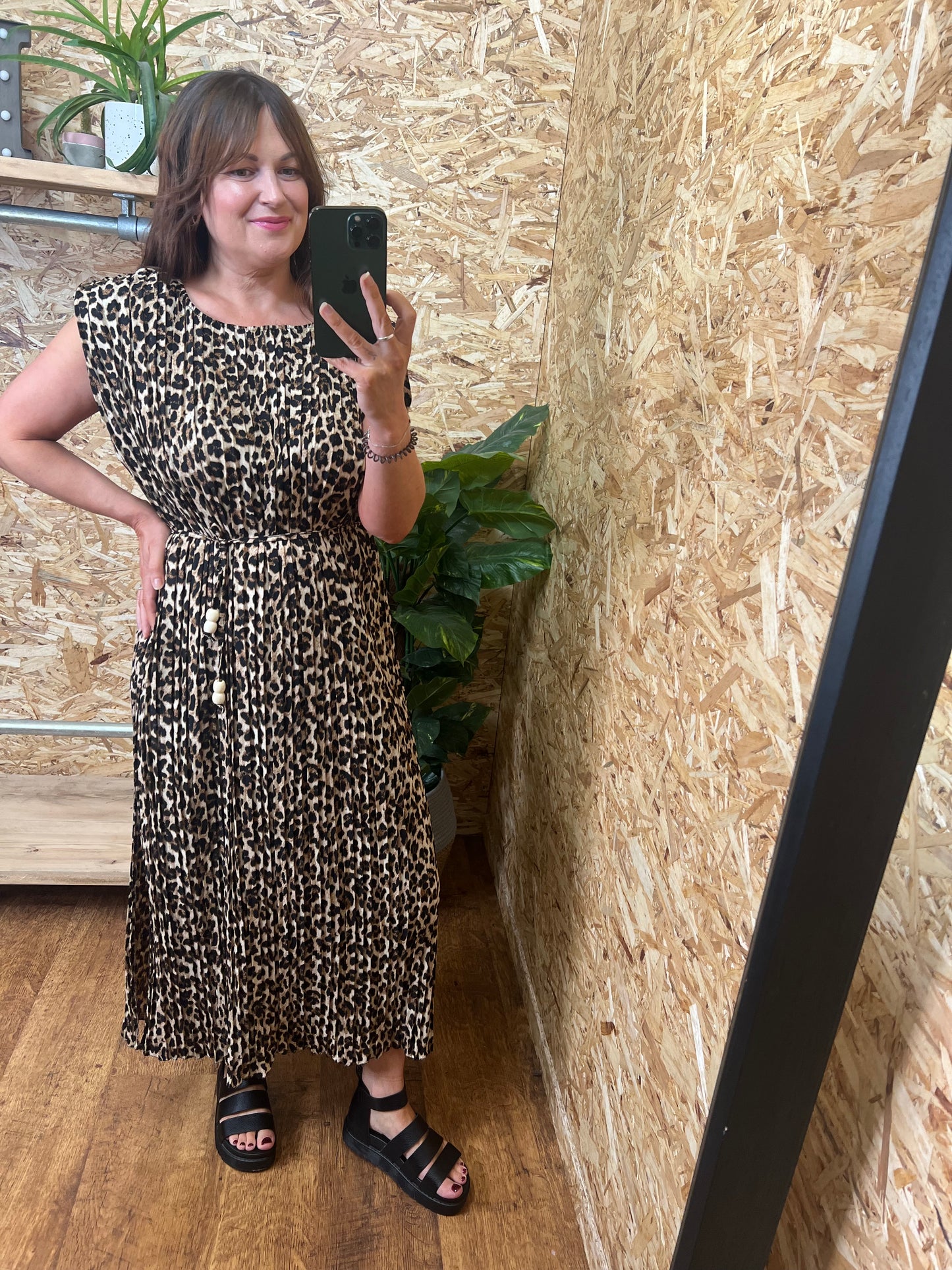 Leopard Pleated Dress