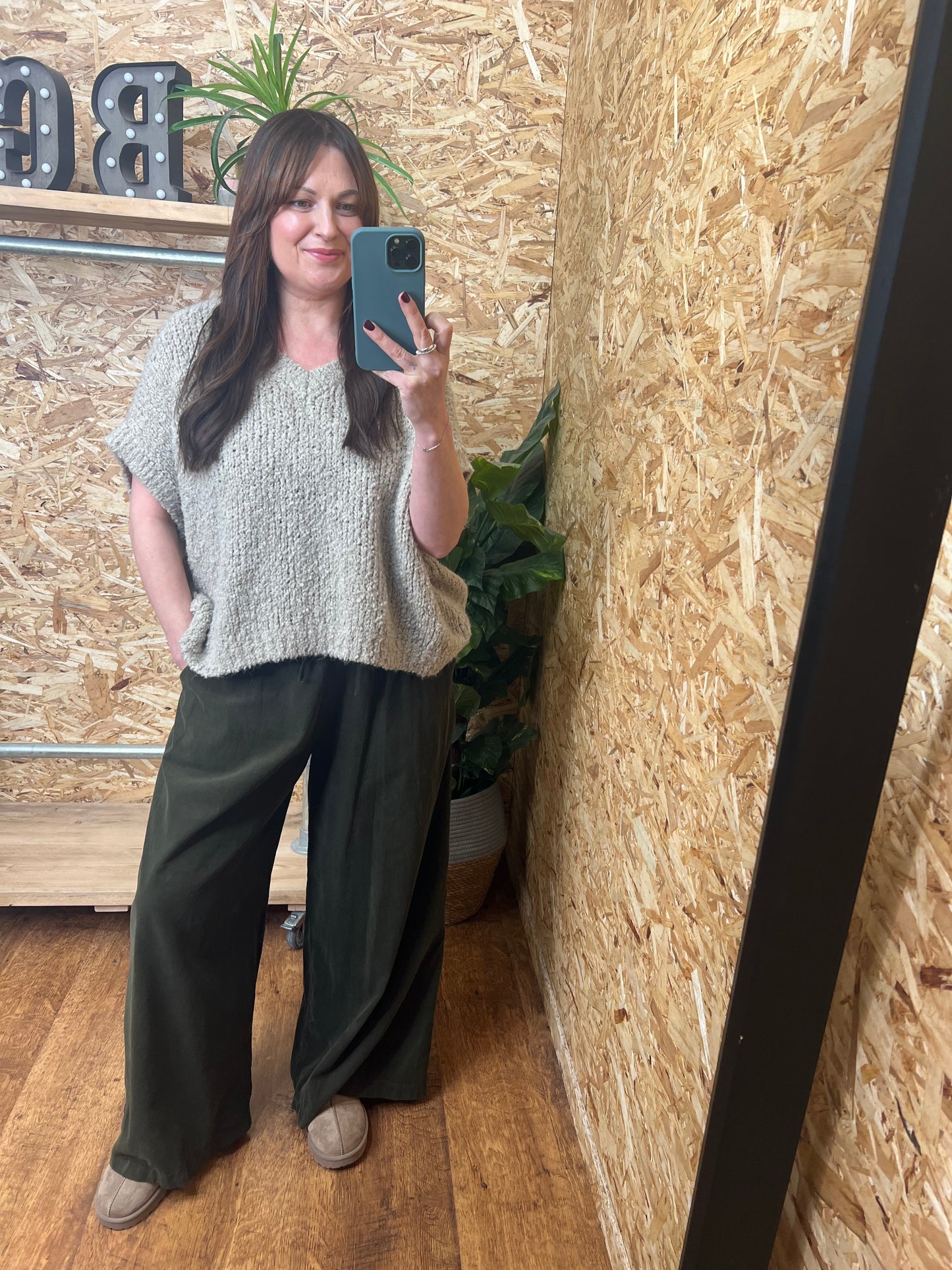 Needlecord Wide Leg Trousers