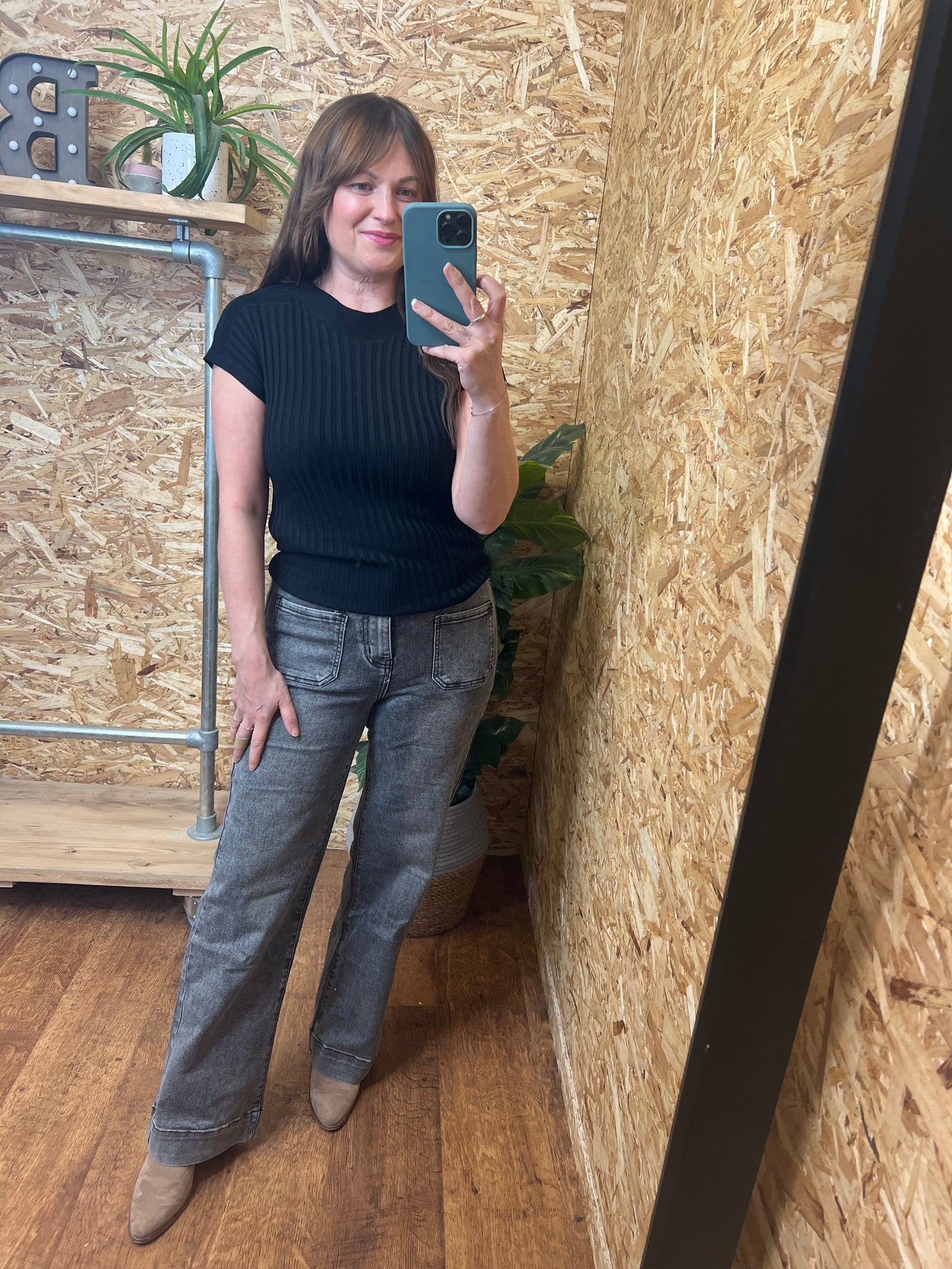 Grey Pocket Front Jeans