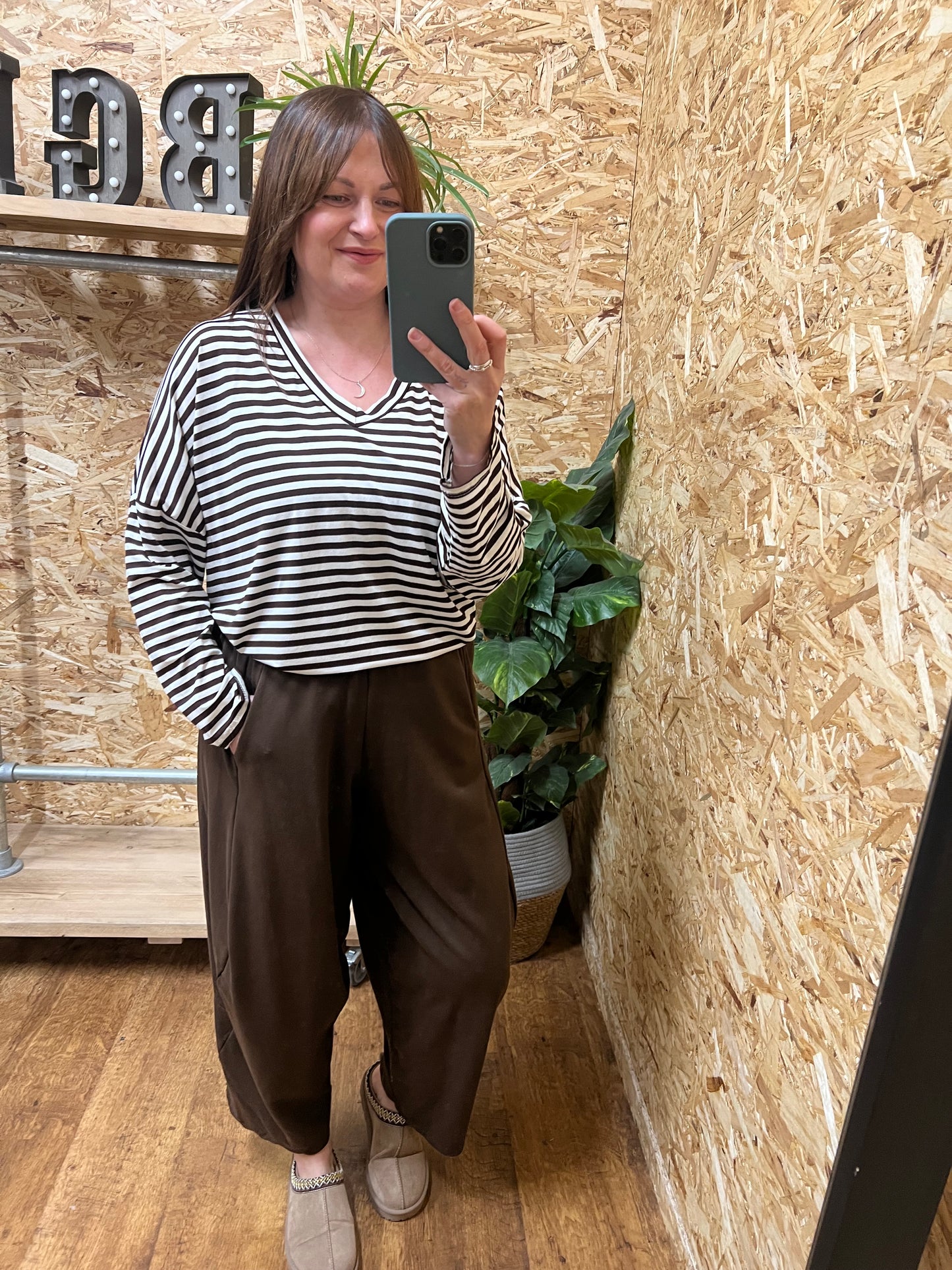 Breton Stripe V Neck Top