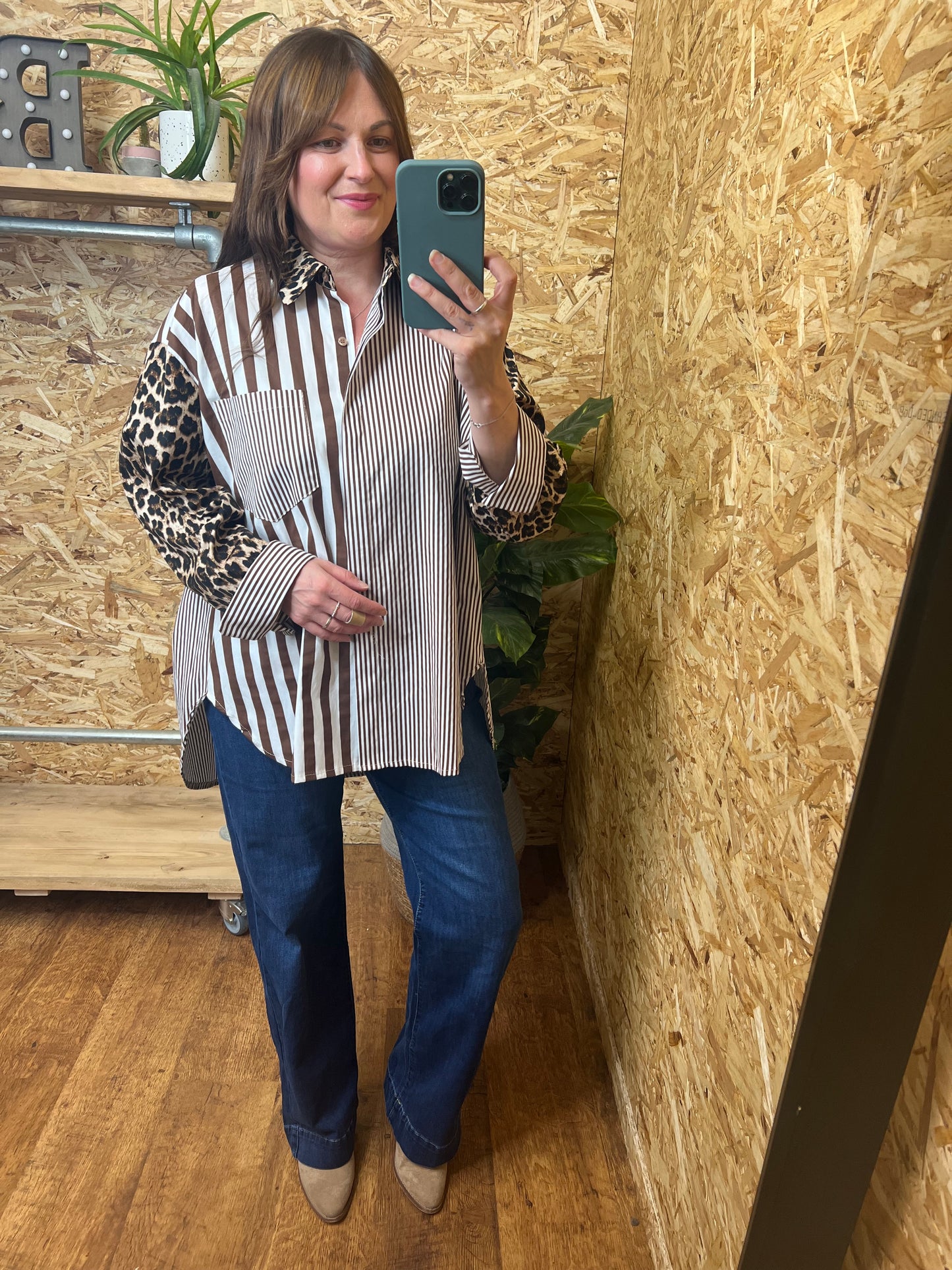 Oversized Leopard Stripe Shirt