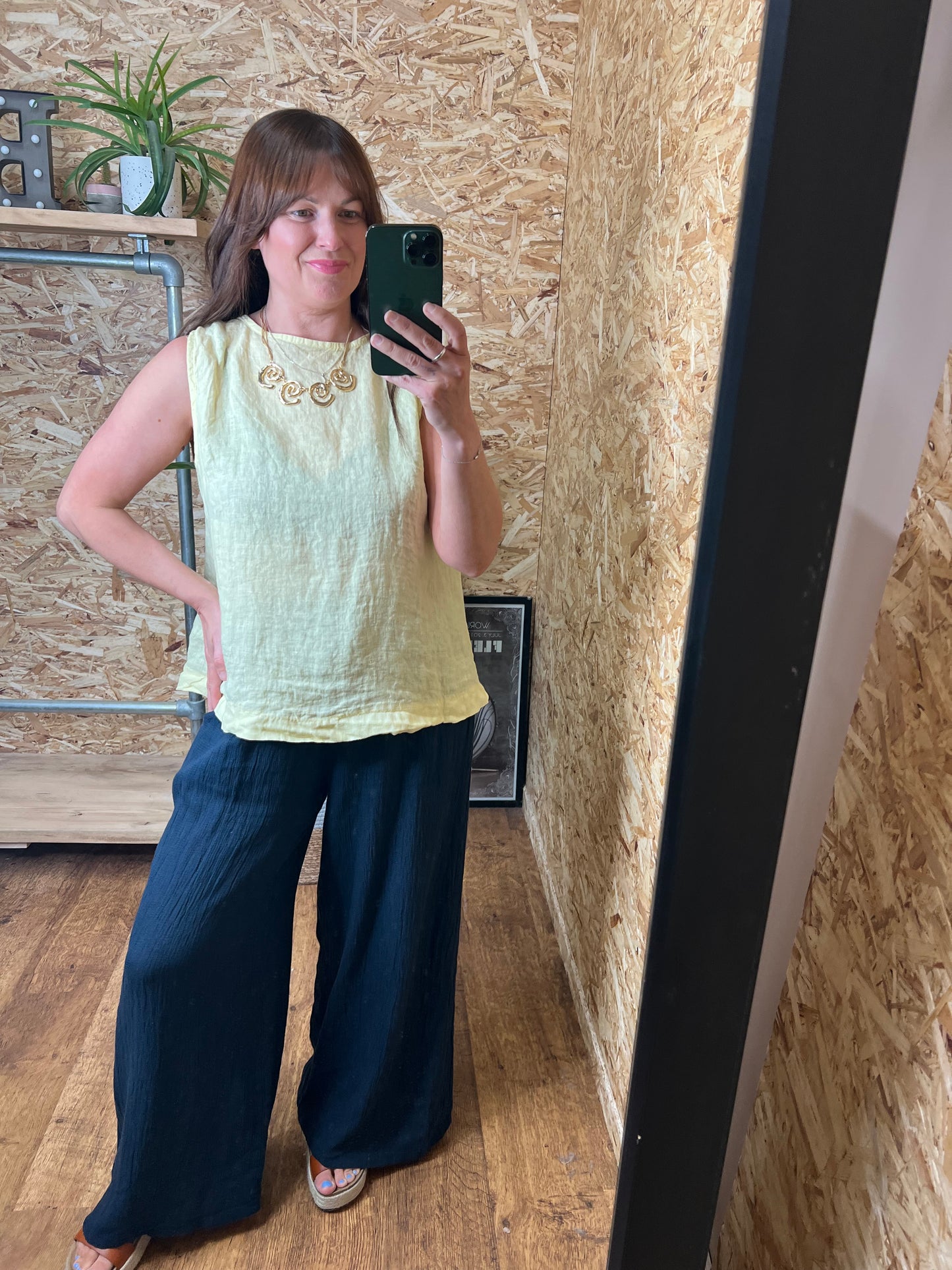 Linen Button Back Top