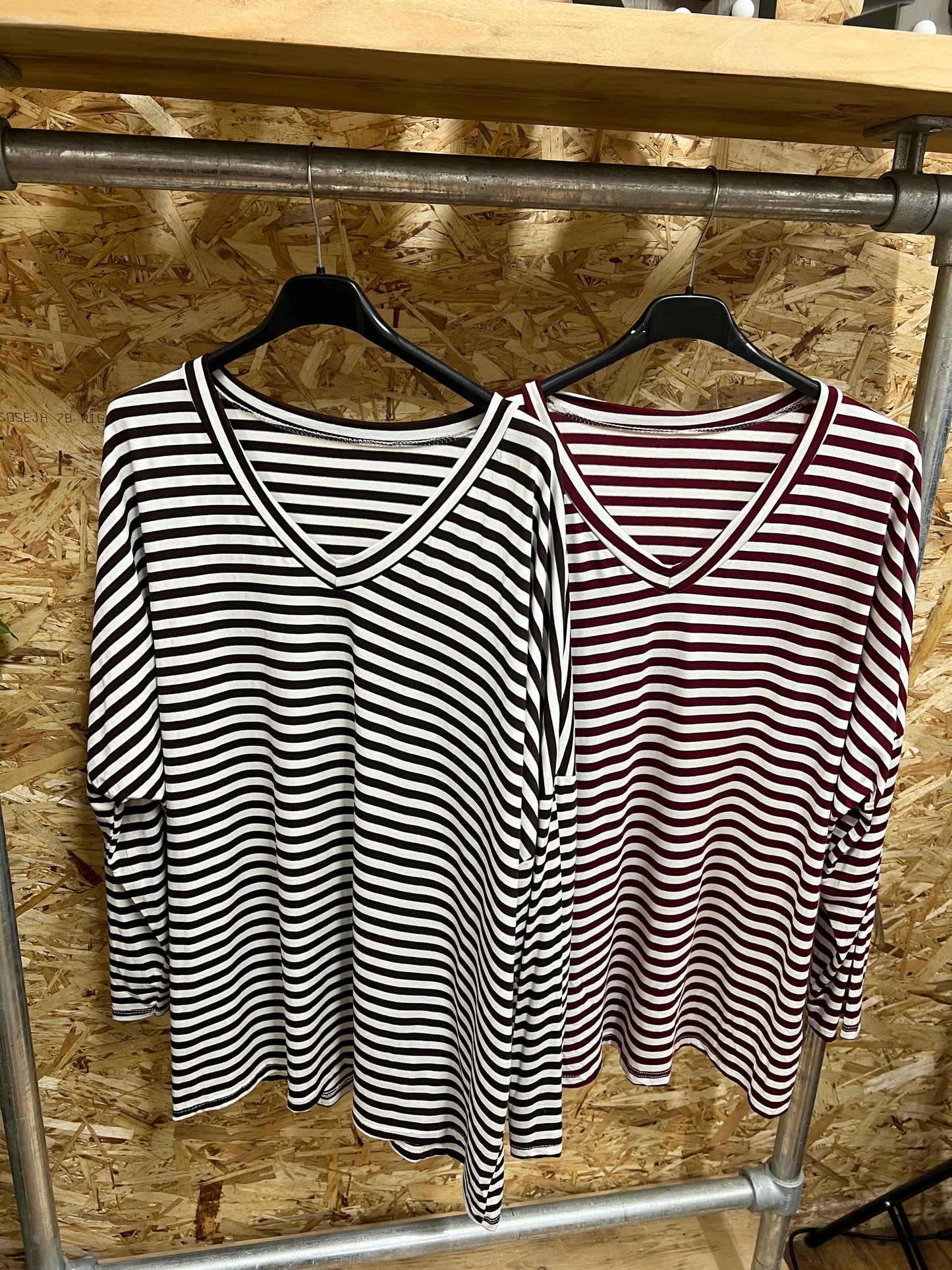 Breton Stripe V Neck Top