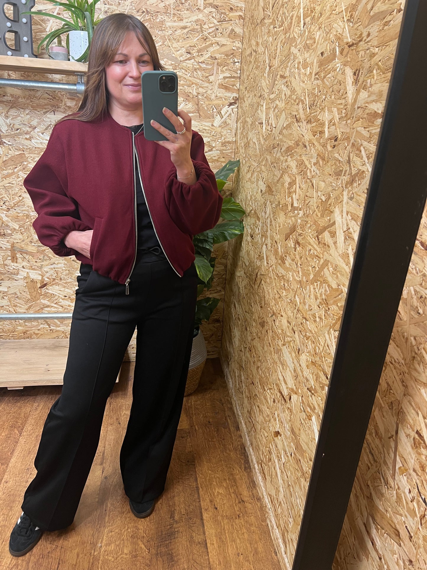 Collarless Bomber Jacket