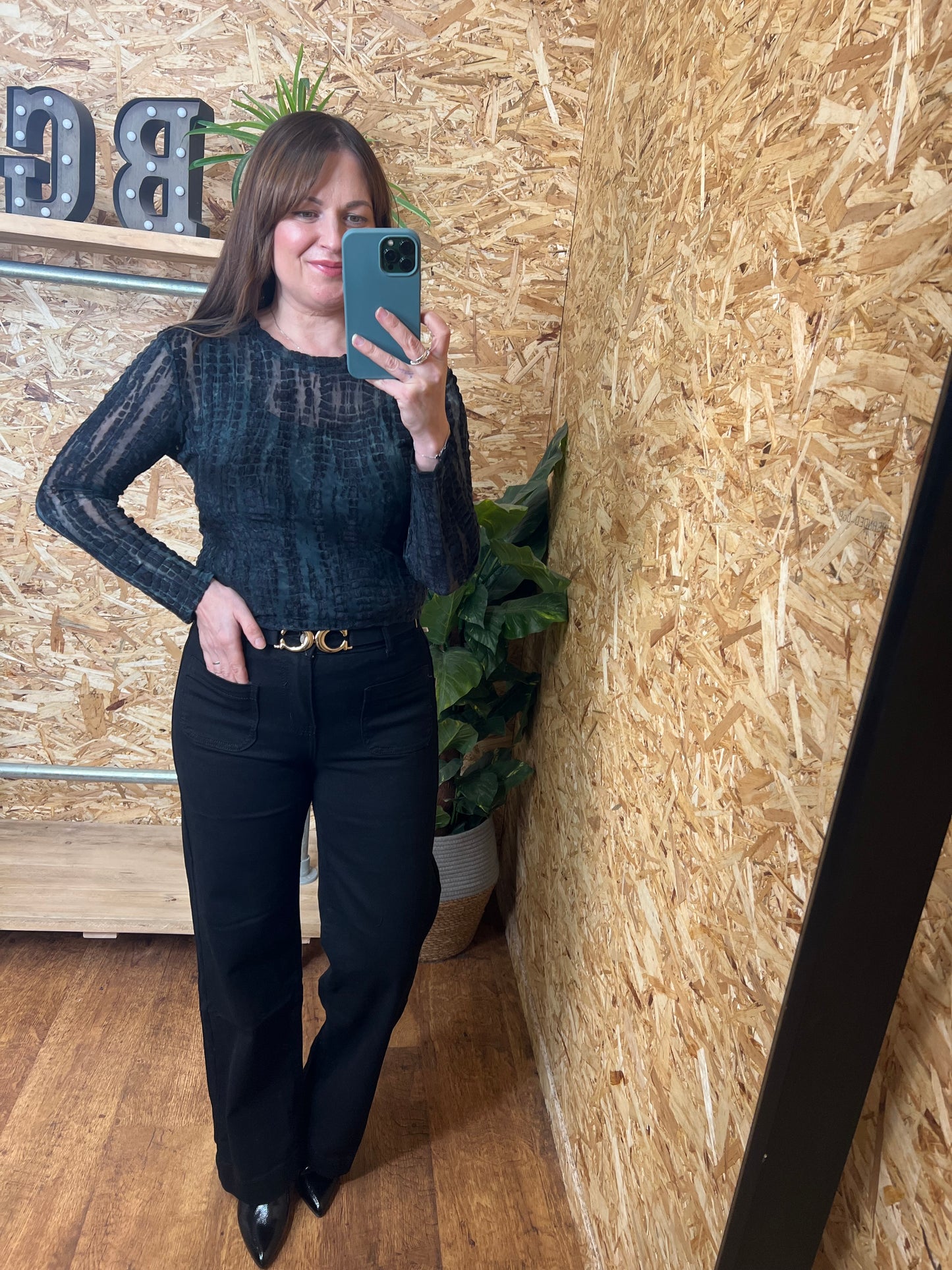 Devore Velvet Mesh Top