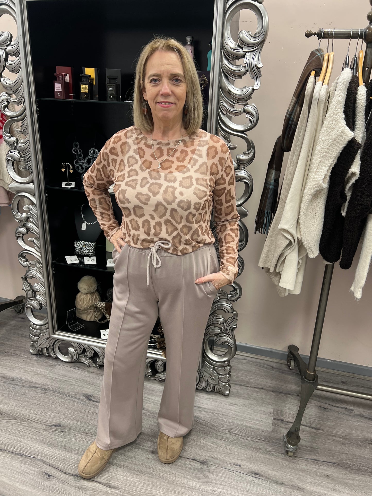 Lena Animal Print Mesh Top