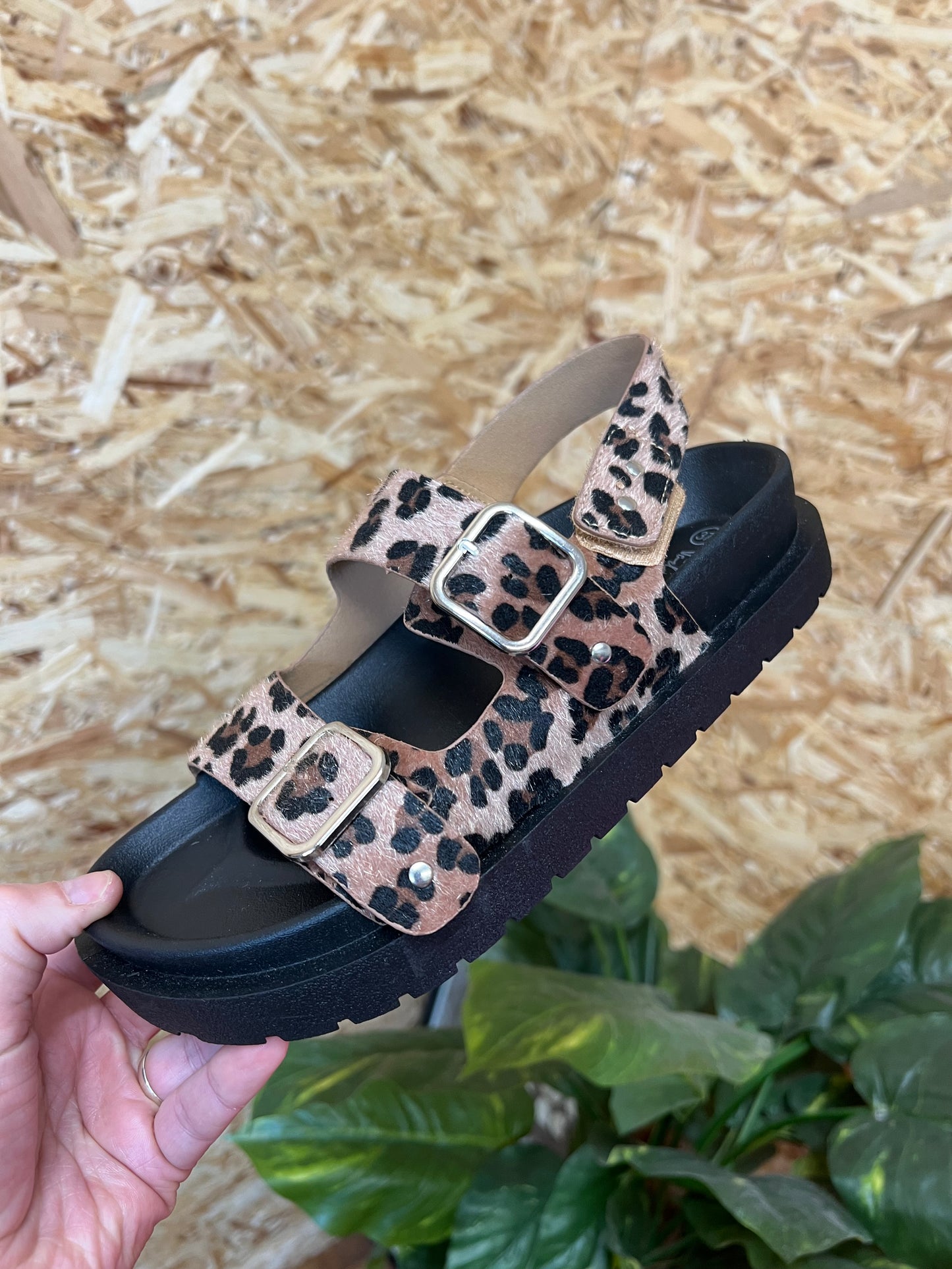 Leopard Buckle Sandals