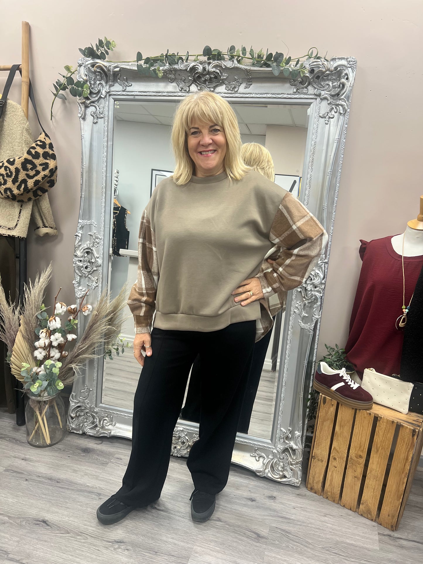 Checked Panel Sweatshirt