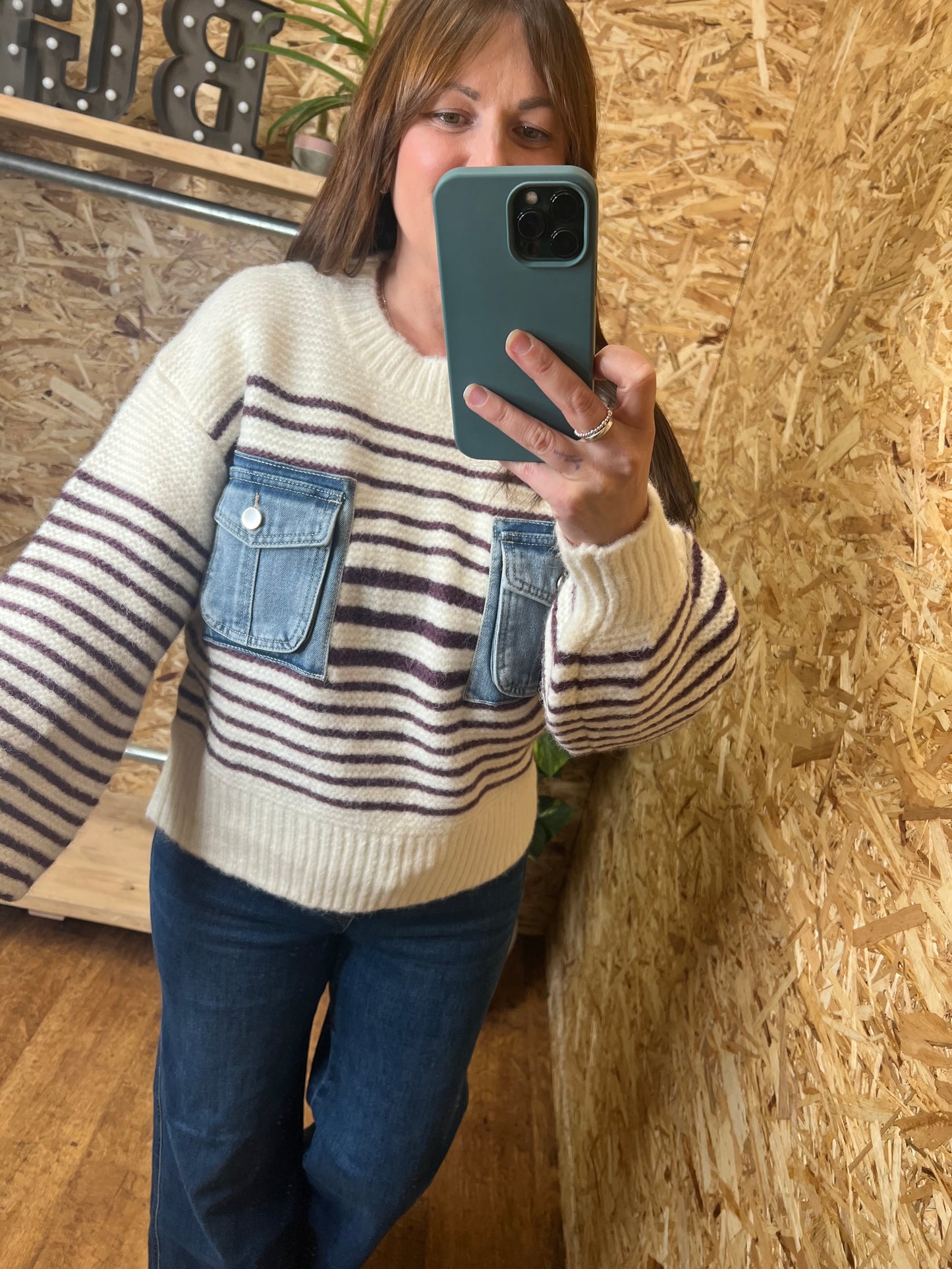 Denim Pocket Stripe Knit