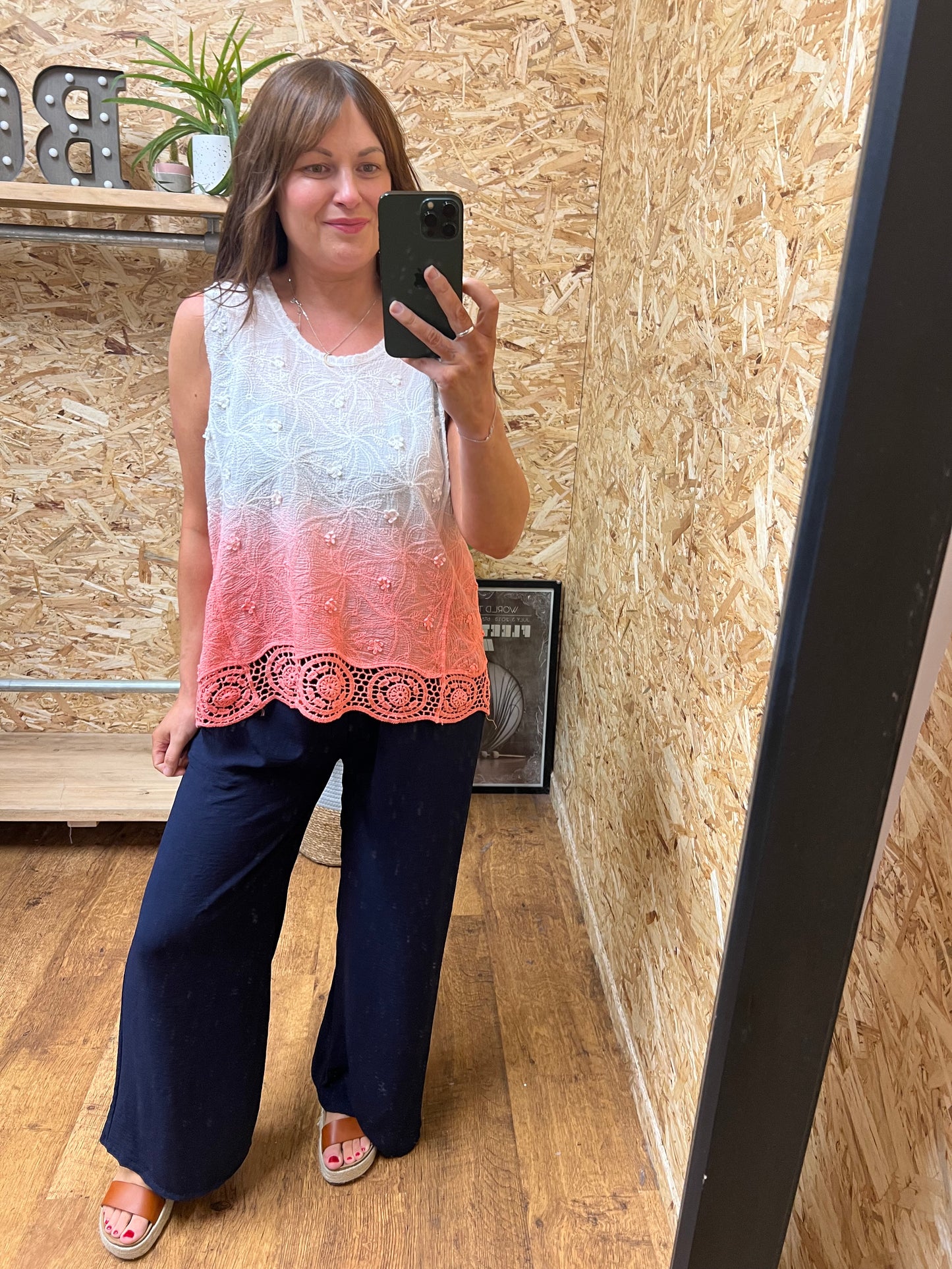 Ombre Crochet Top Coral