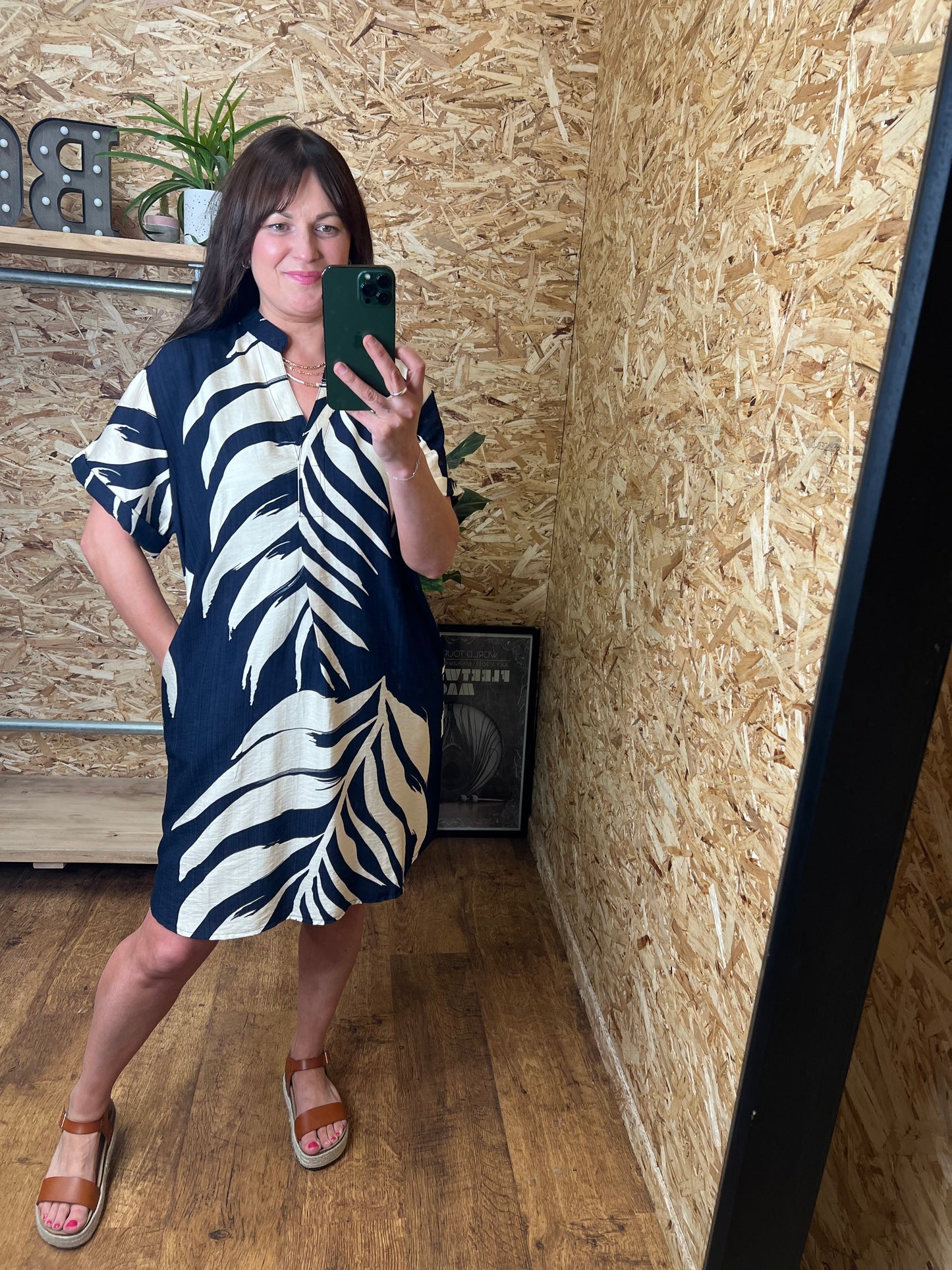 Palm Print Tunic Dress