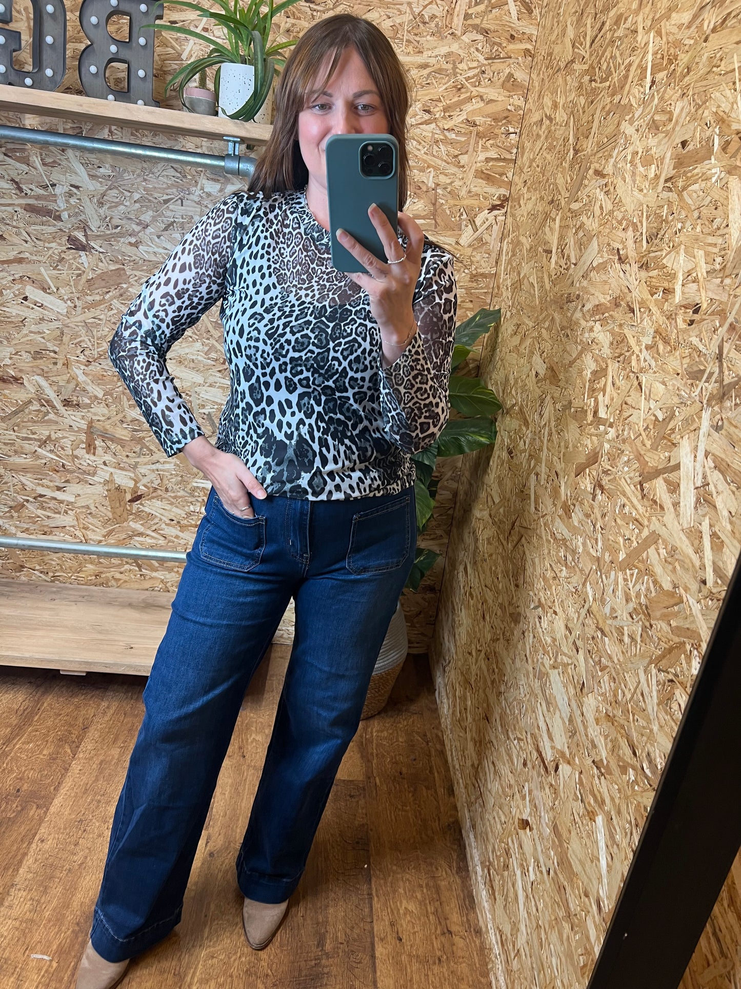 Leopard Print Mesh Top