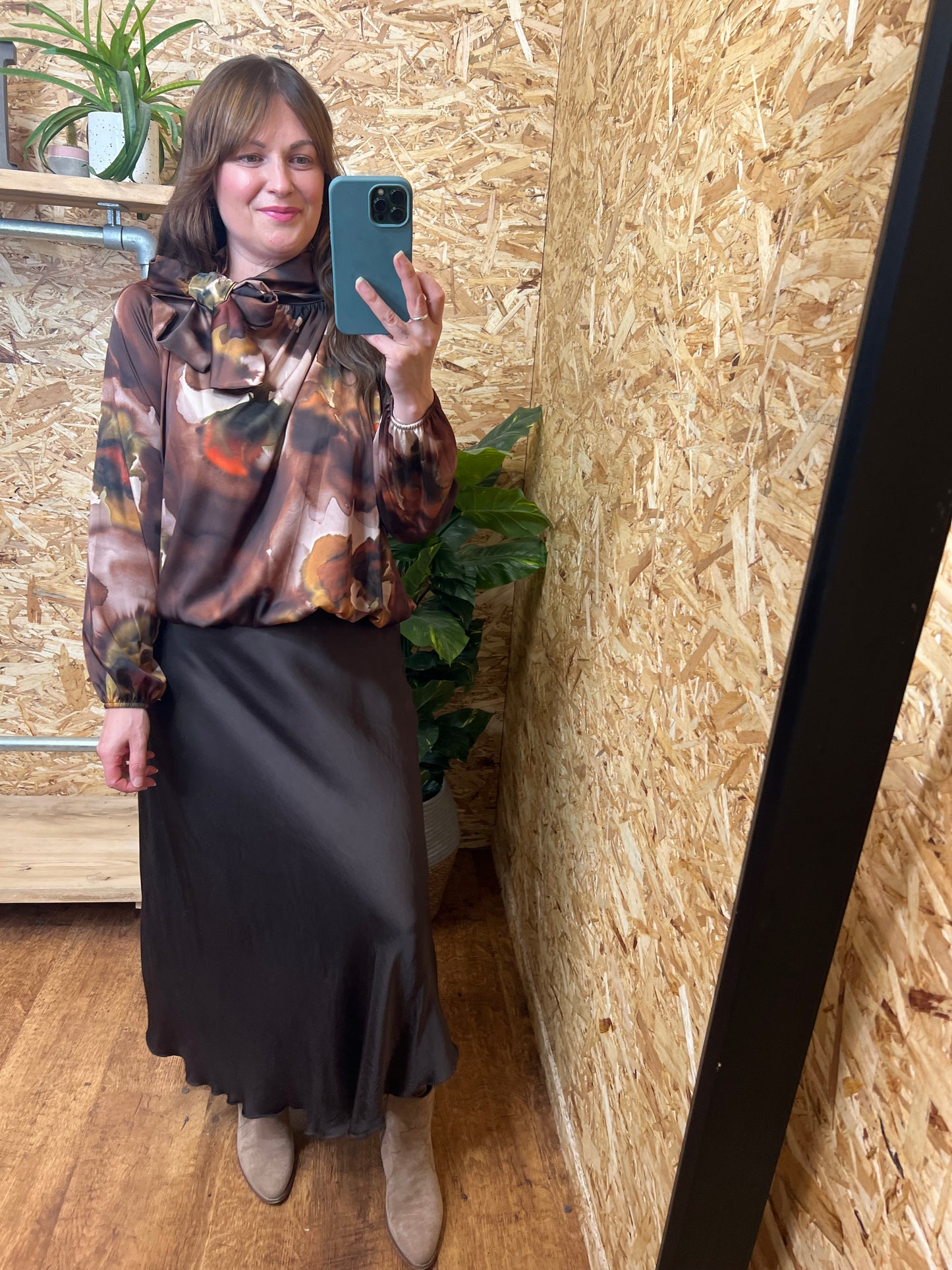 Chocolate Silk Mix Skirt