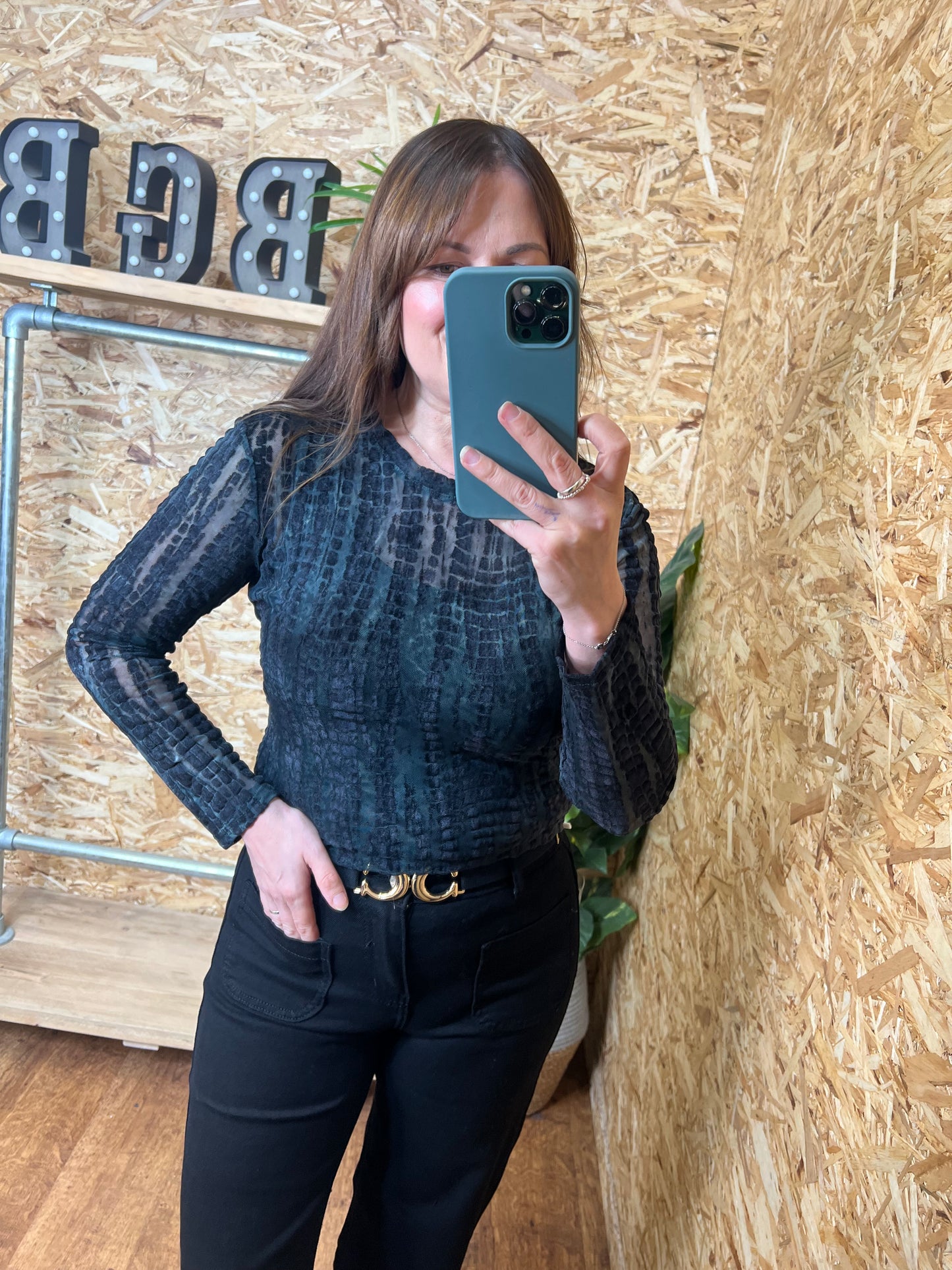 Devore Velvet Mesh Top