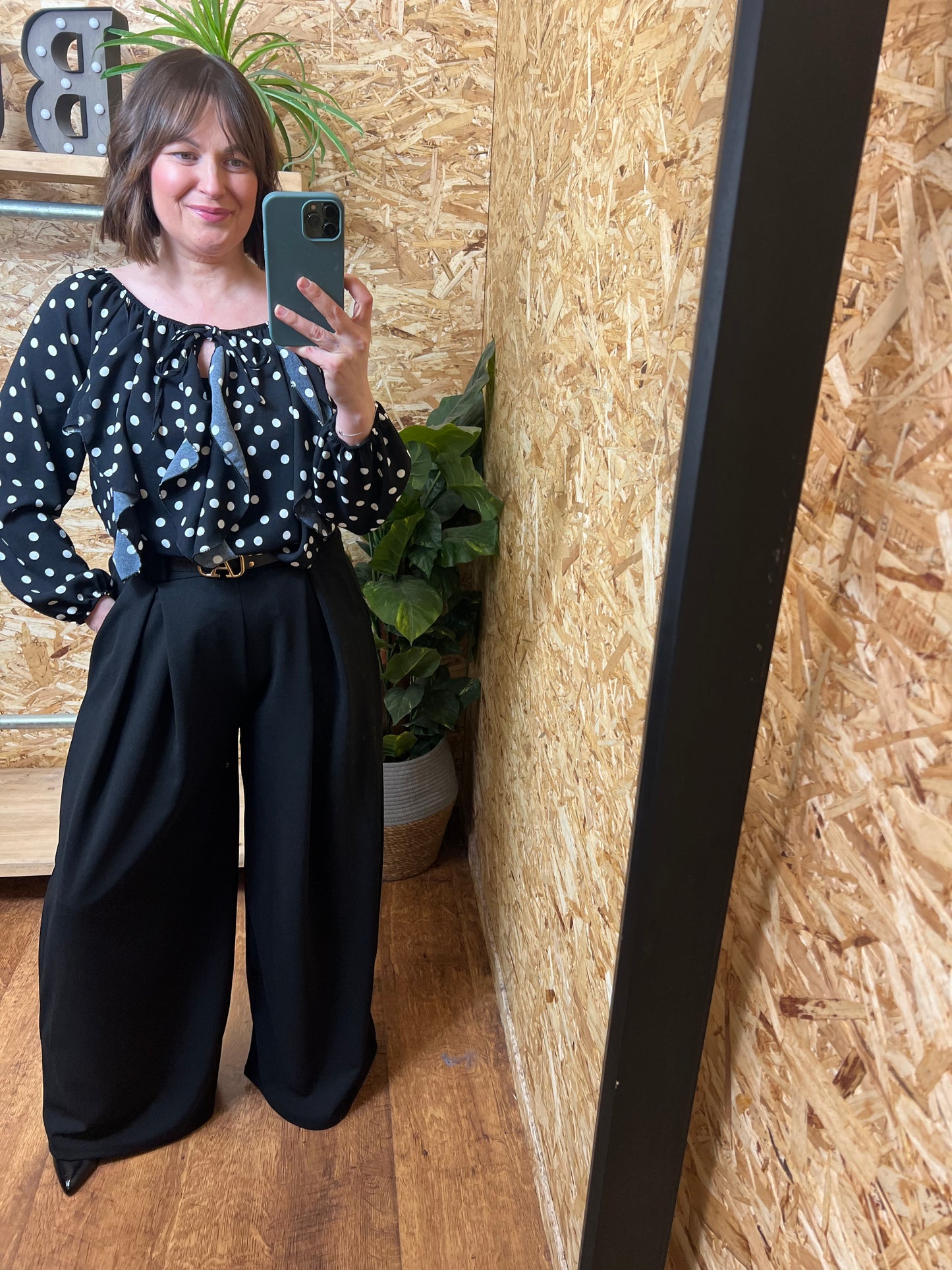 Polka Dot Frill Blouse