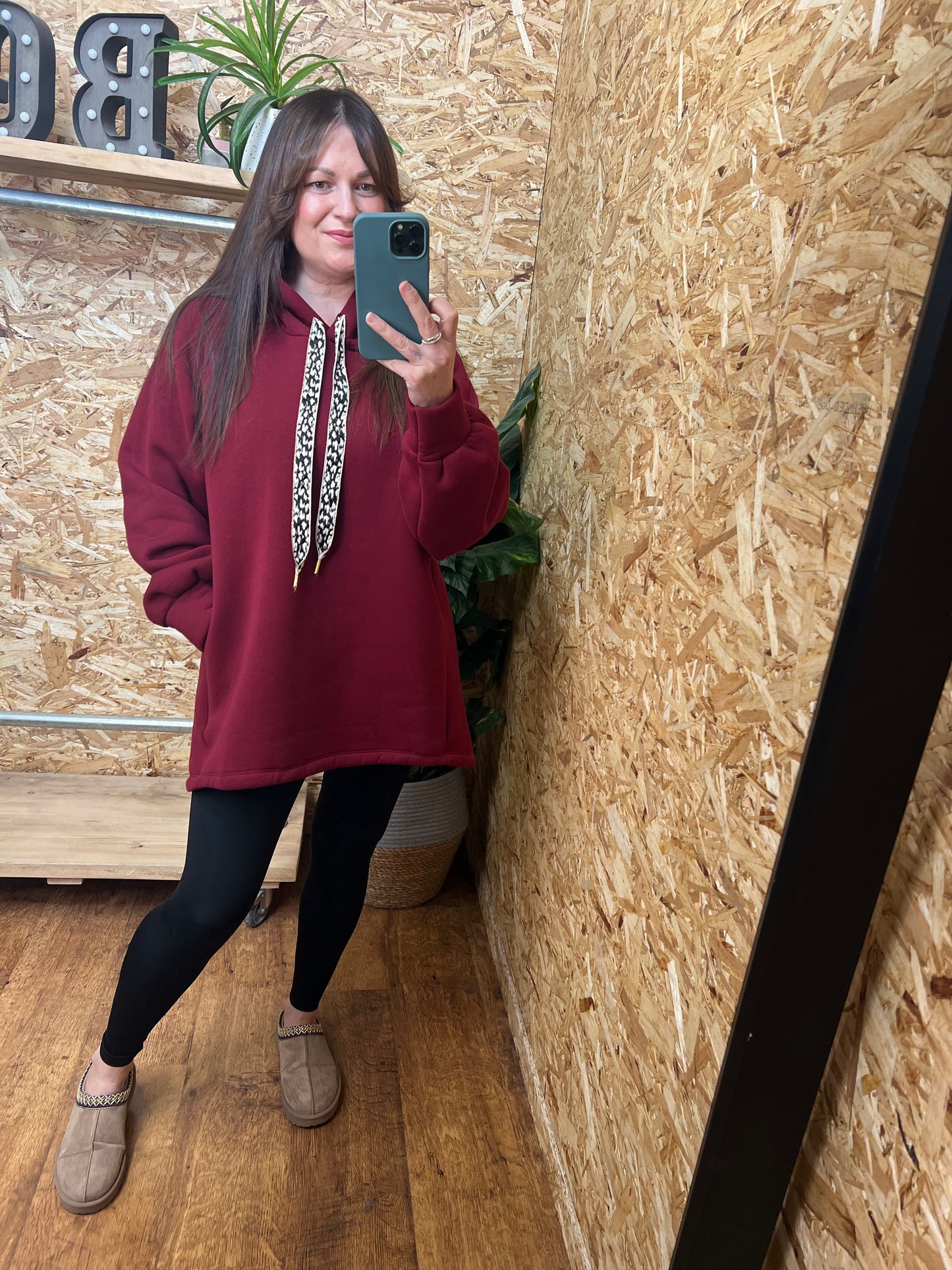 Fleece Lined Leopard Tie Hoodie