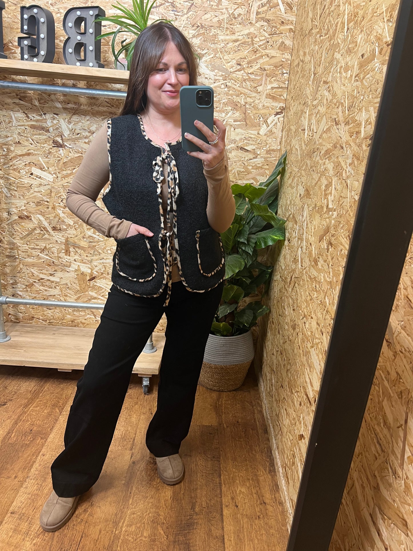 Leopard Trim Waistcoat